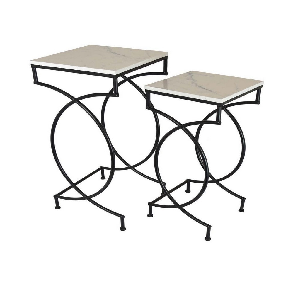Benzara BM312540 30-Inches H x 12.5-Inches W Black, White Indoor/Outdoor Square Marble Plant Stand