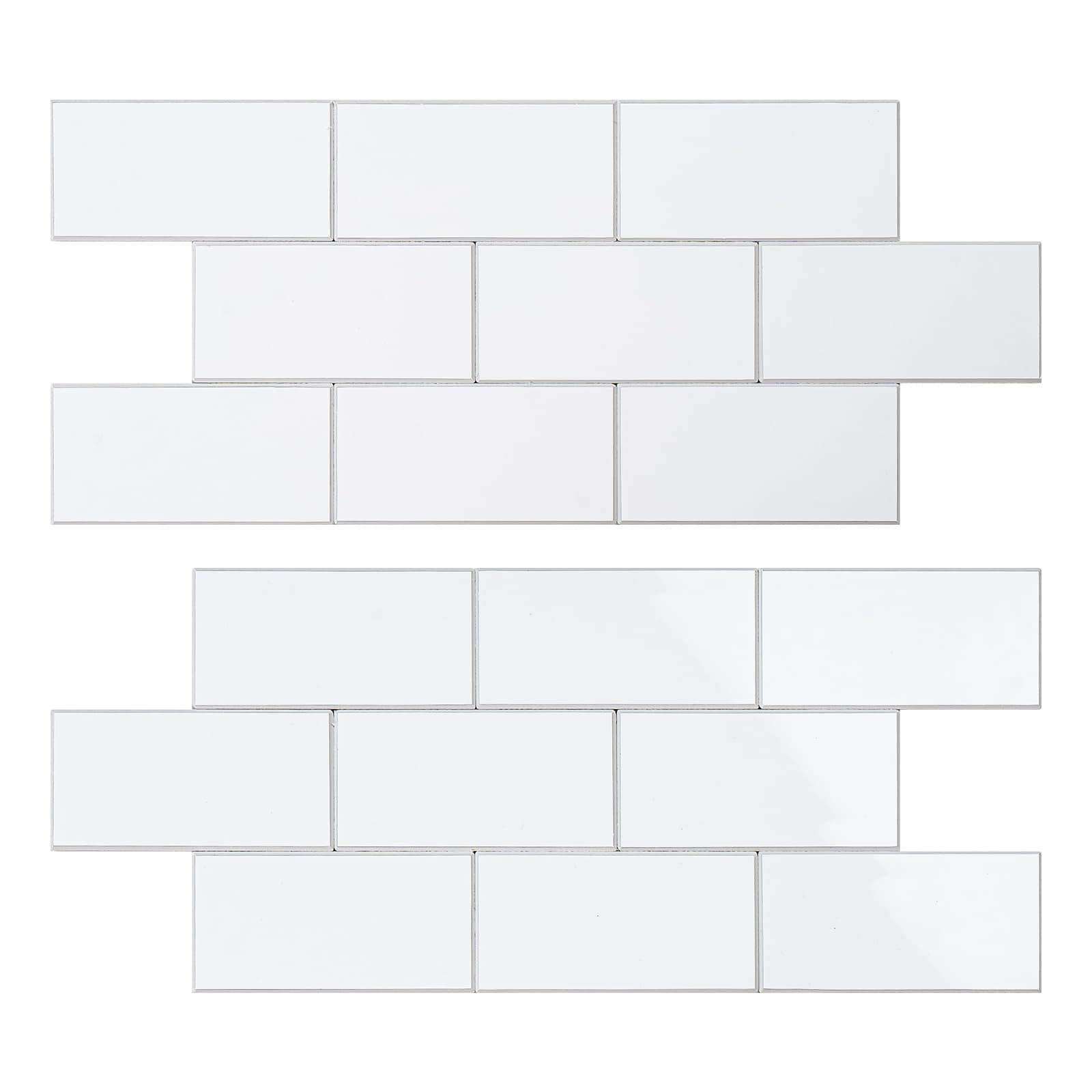 Etokfoks  White Finish 13 5 in x 5 8 in 3D PVC Peel and Stick Backsplash Subway Tile 20 Pack for Kitchen Bathroom RV