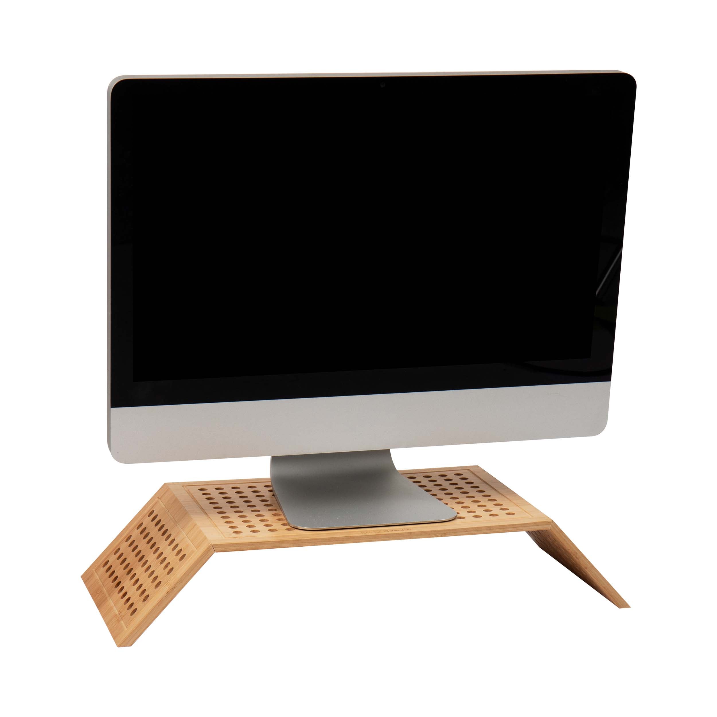 Mind Reader LATMON-BRN  Lattice Collection, Monitor Stand, 22B. Capacity, Foldable, Portable, Office, Rayon From Bamboo, Brown