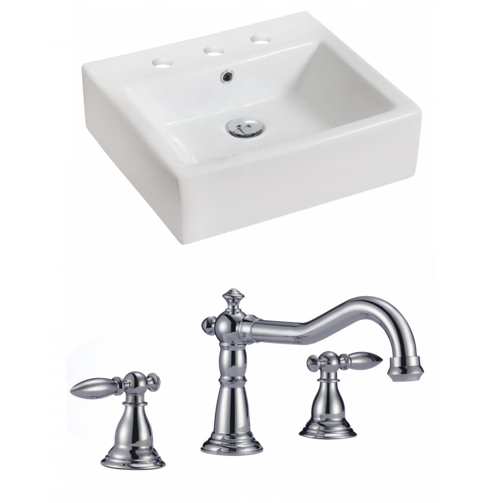 American Imaginations 19.75-in. W Above Counter White Vessel Set for 1 Hole Center Faucet