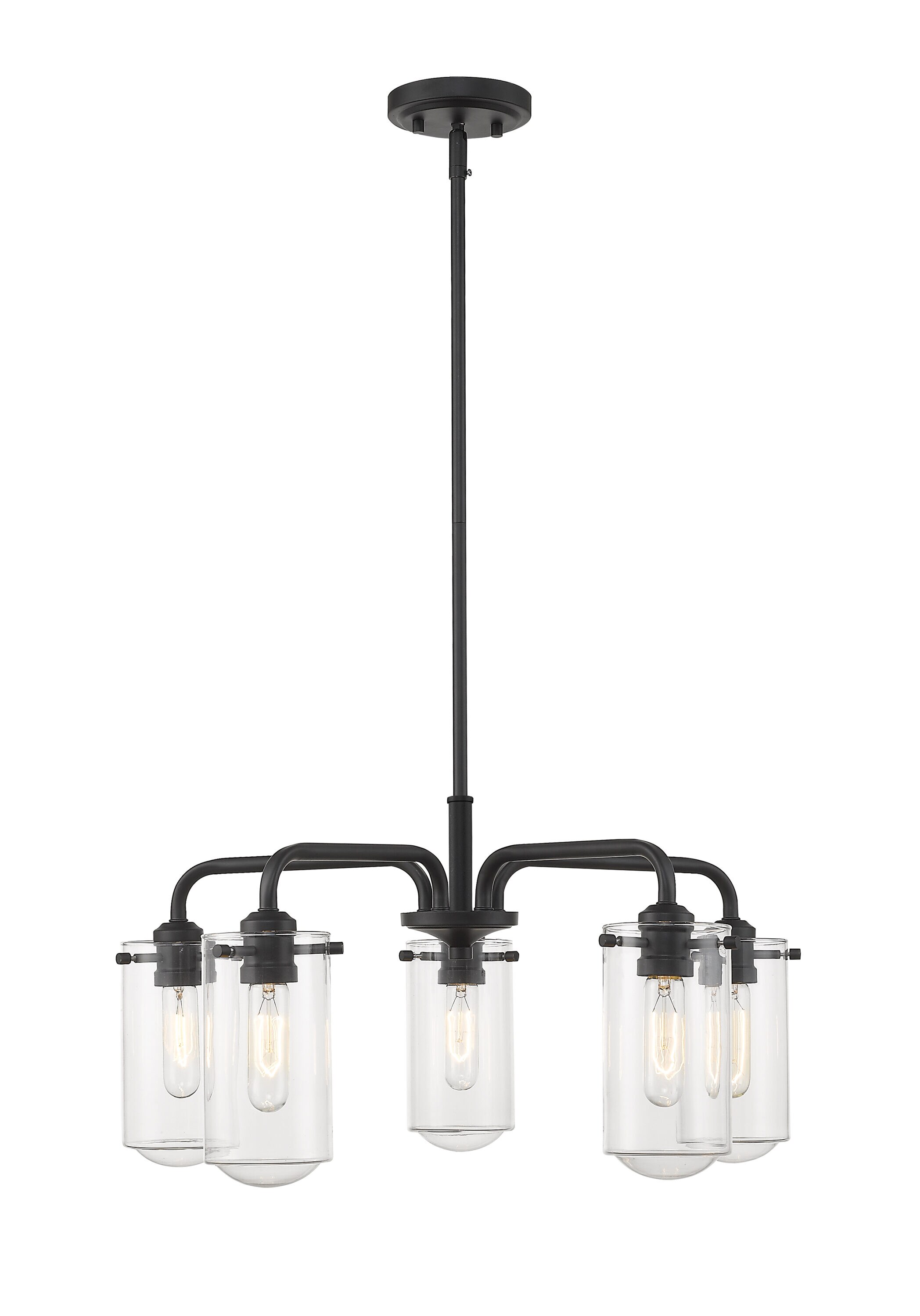 Z-Lite 471-5MB Delaney 5 -Light Matte Black Transitional For Use in Dining Rooms, Foyers, Kitchens, Living Rooms Chandelier