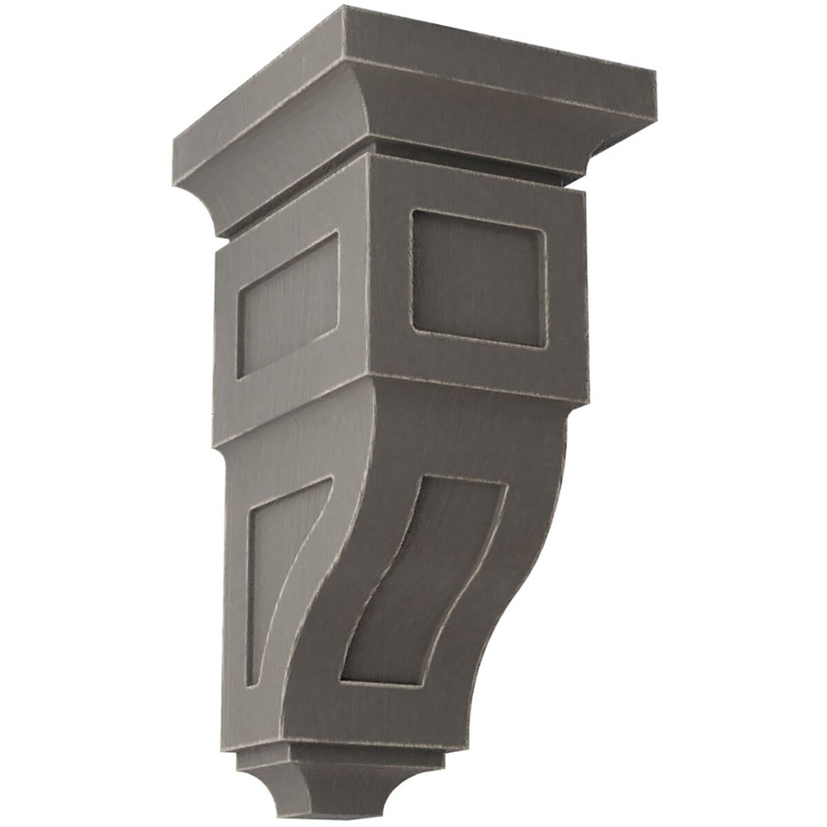 Ekena Millwork CORWD06X06X12RYGY 6-in x 6.75-in x 12-in Vintage Decor Finished Rubberwood Gray Wood Paintable/Stainable Corbel