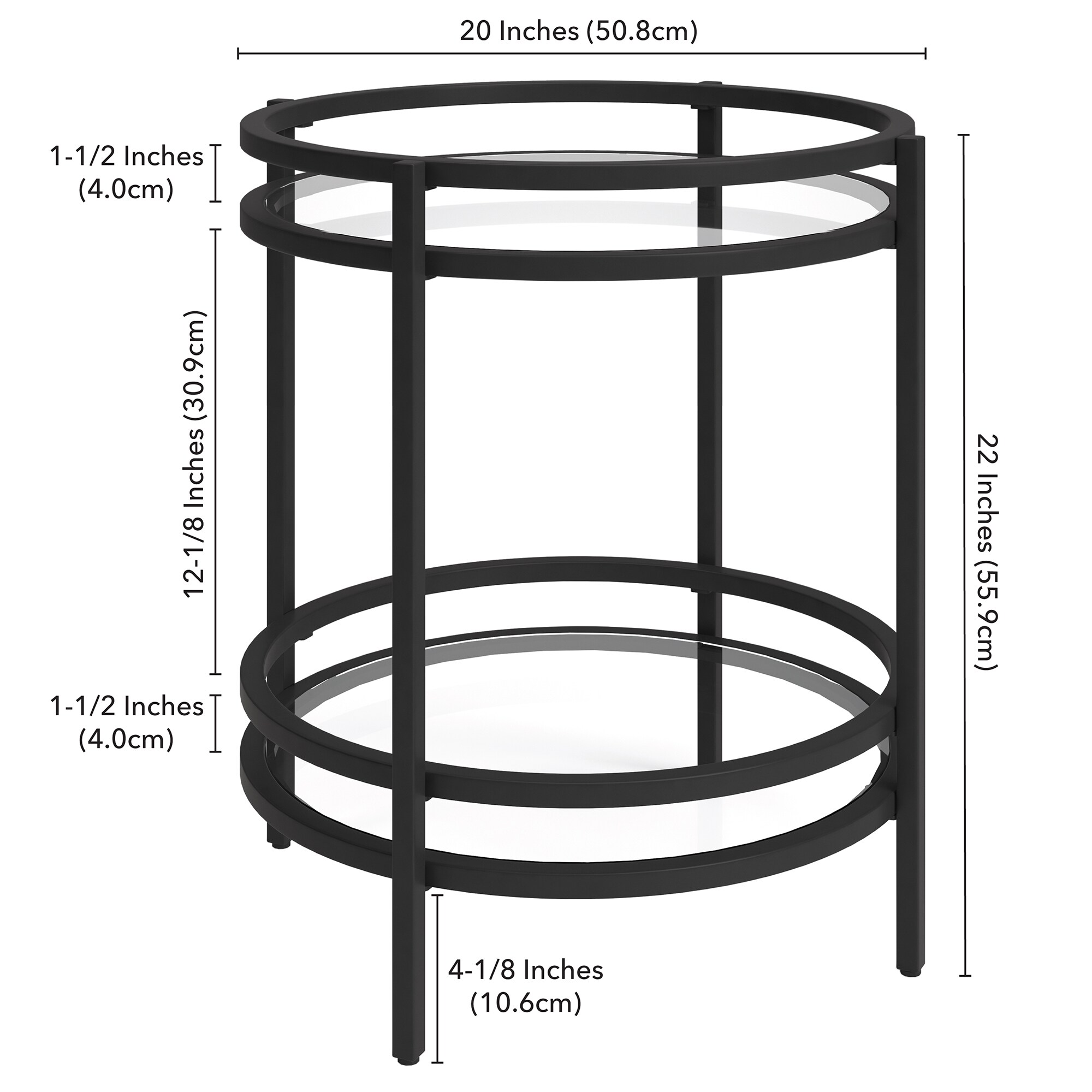 Modern Blackened Bronze 20" Round Metal & Glass Side Table