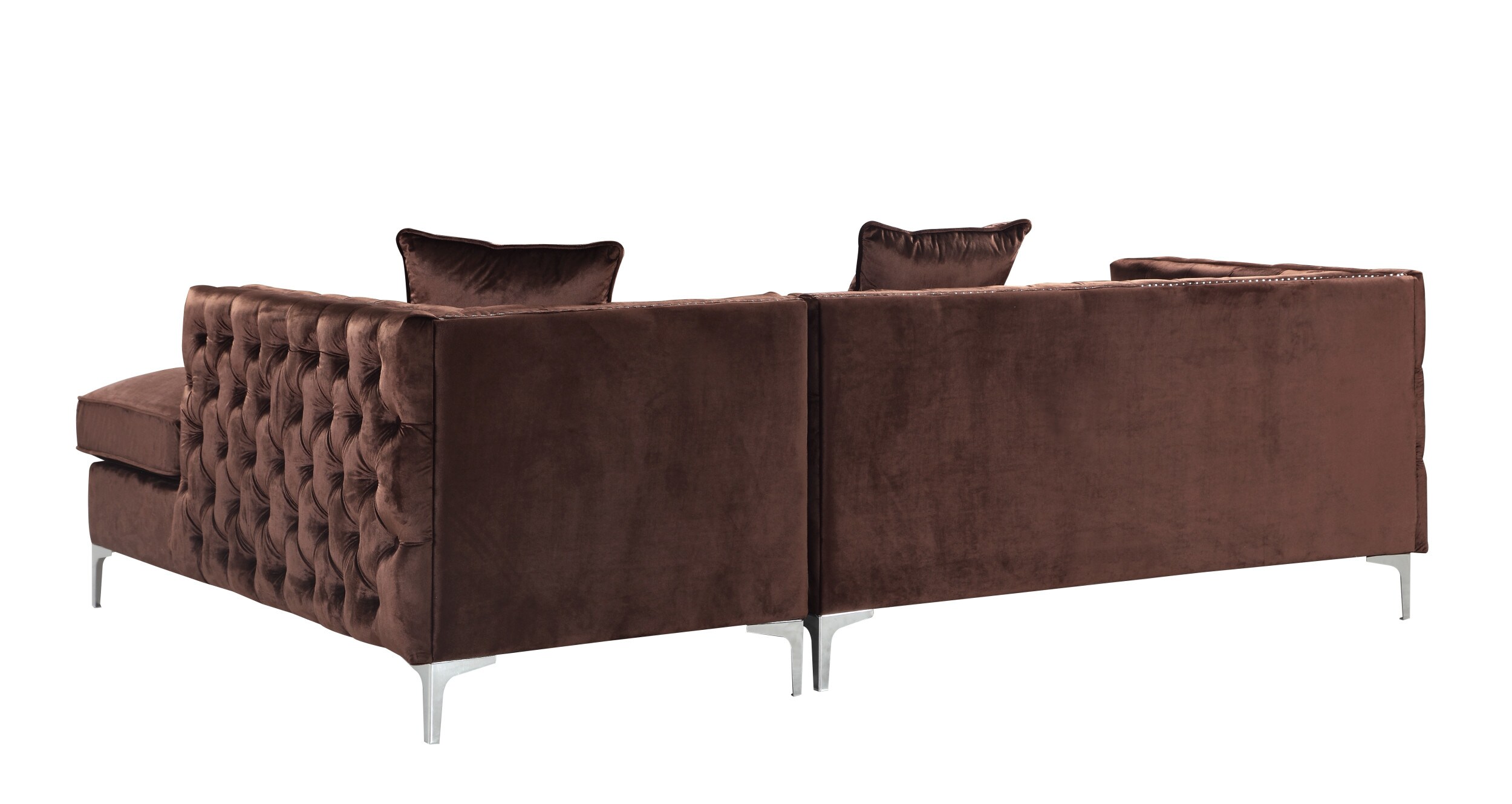 Chic Home Design Da Vinci 103-in Modern Brown Velvet 4-seater Sectional ...