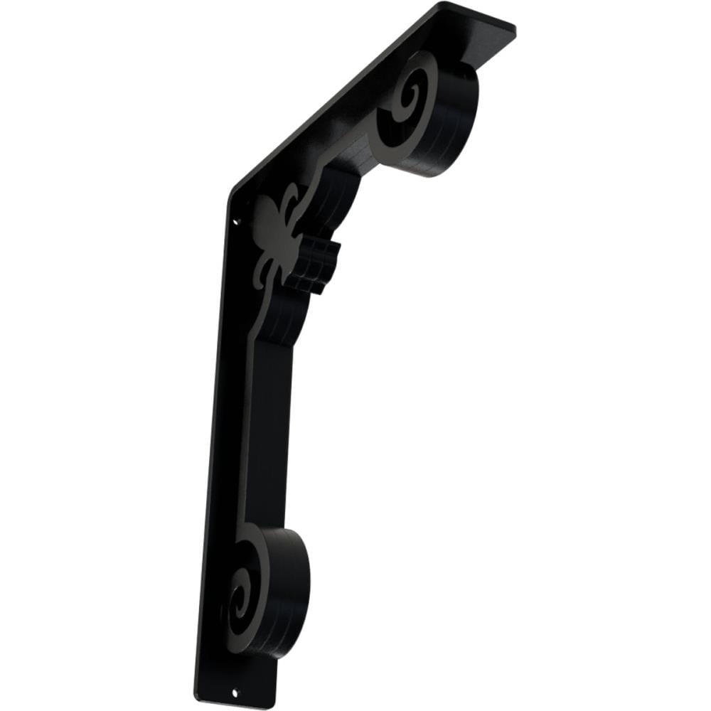 Ekena Millwork BKTM02X10X12TFL Fluer de lis 10-in x 2-in x 12-in Black Wrought iron Countertop support bracket