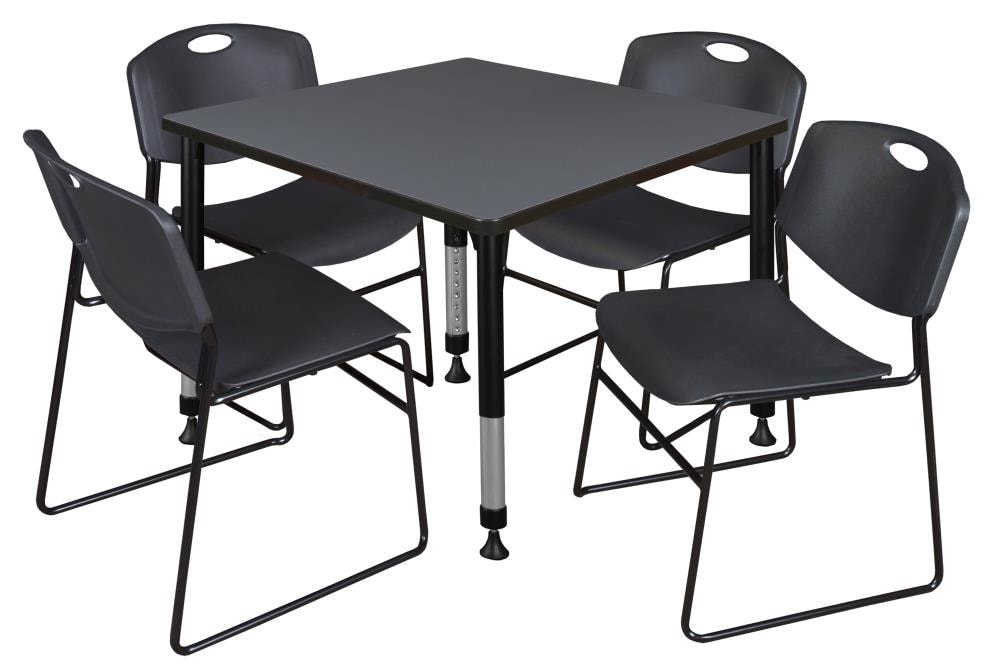 Regency TB4242GYAPBK44BK Classroom Tables Gray 4-Person Training Table (30-in W x 36-in H)