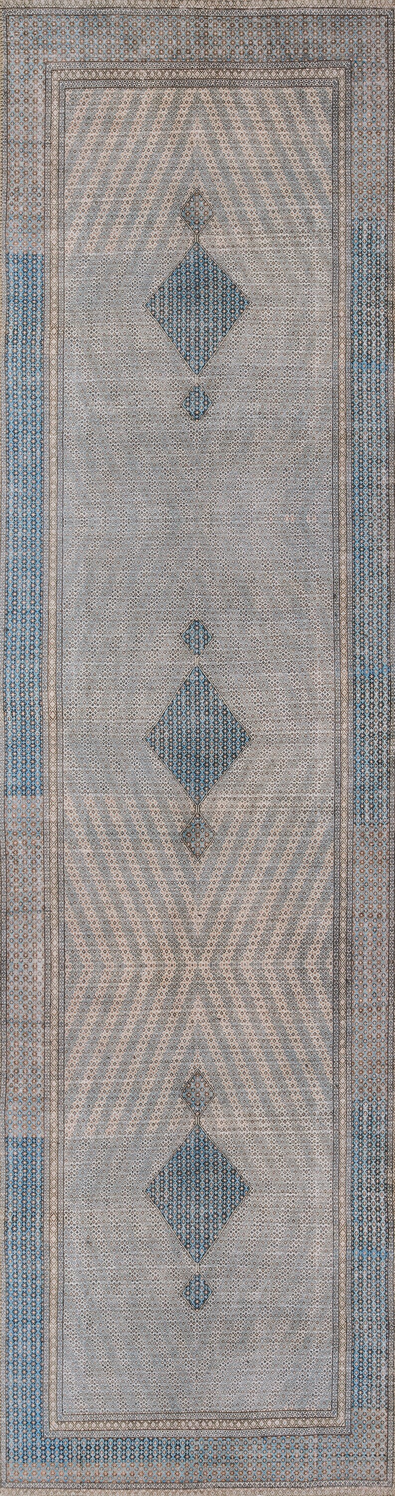 Momeni AFSHAAFS34BLU2376 Afshar 2 x 8 (ft) Loomed Polyester Blue Rectangular Indoor Runner rug