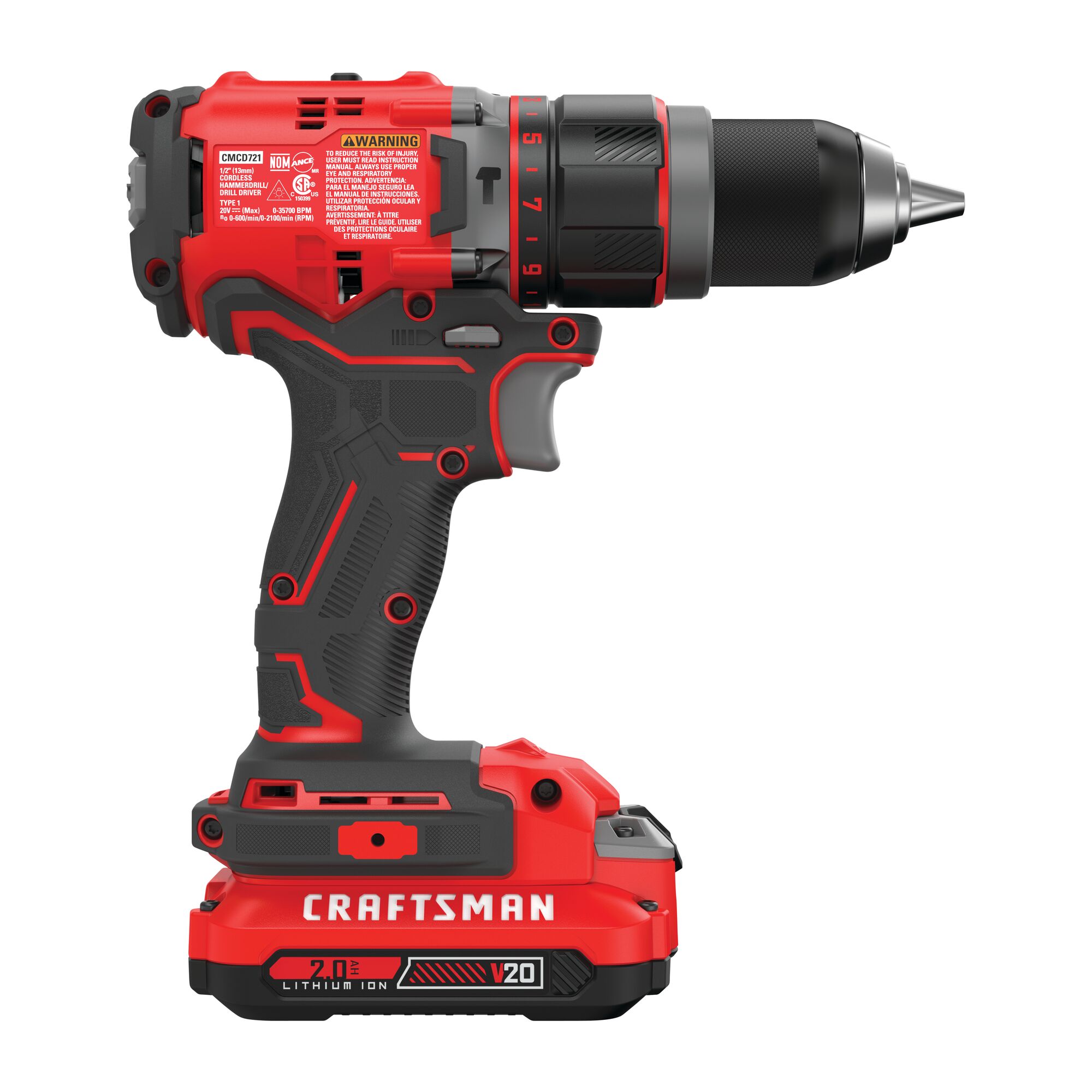 CRAFTSMAN V20 1/2-in 20-volt Max Variable Brushless Cordless Hammer ...