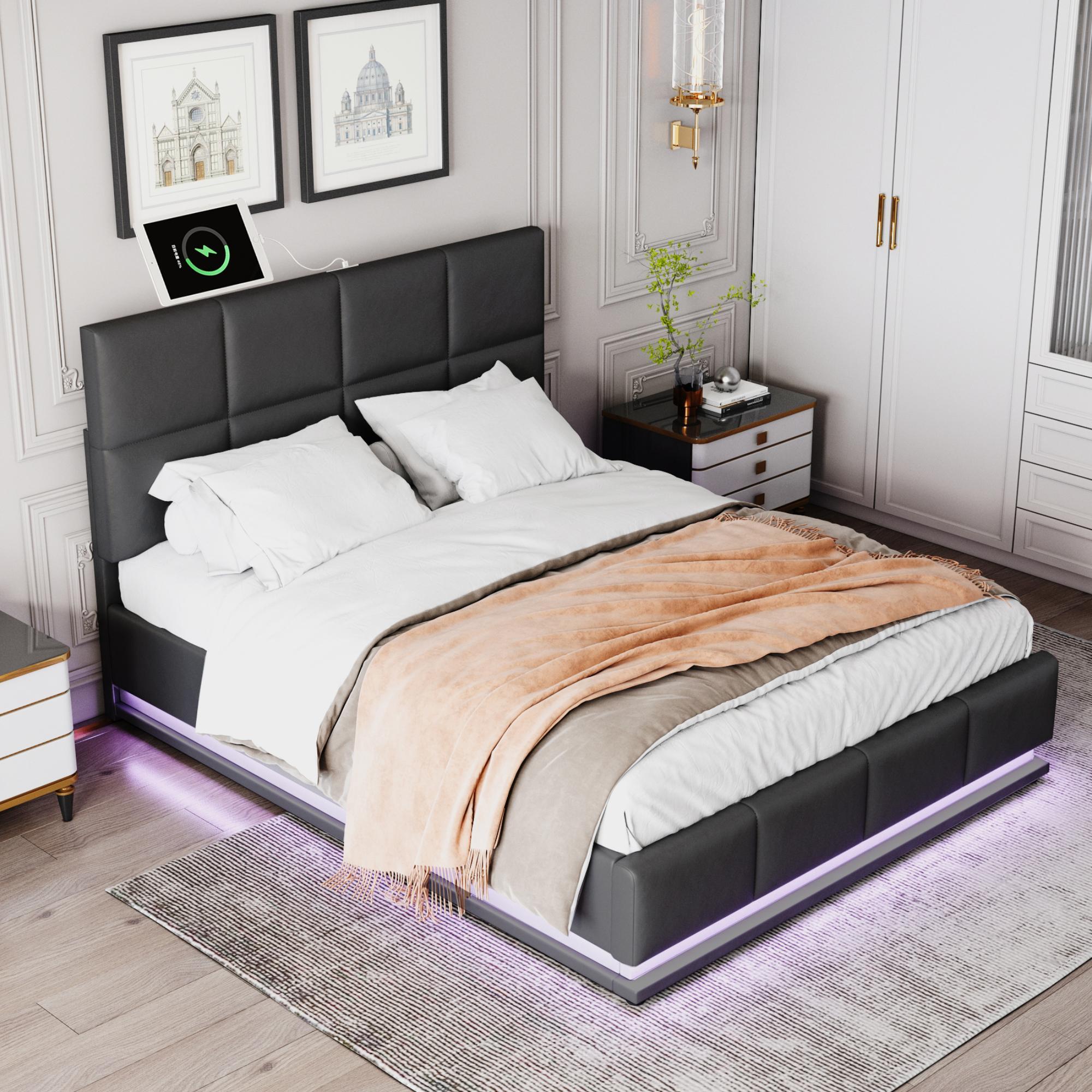 ModernLuxe L-HL000036AAB black Queen Composite Platform Bed
