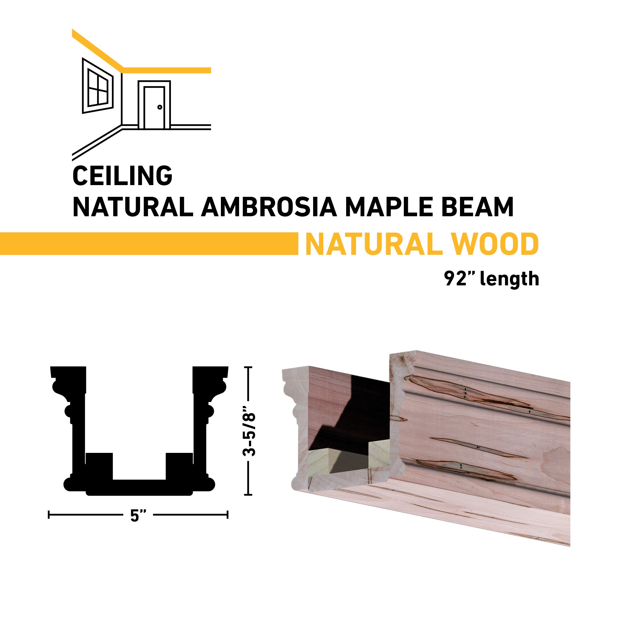 Ornamental Mouldings BEAMNAT07-92WMP5X3 Faux-Beams - View #3