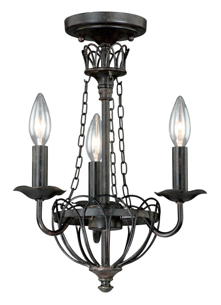 Cascadia W0067 Novara 3-Light Aged Walnut Traditional Cage Chandelier