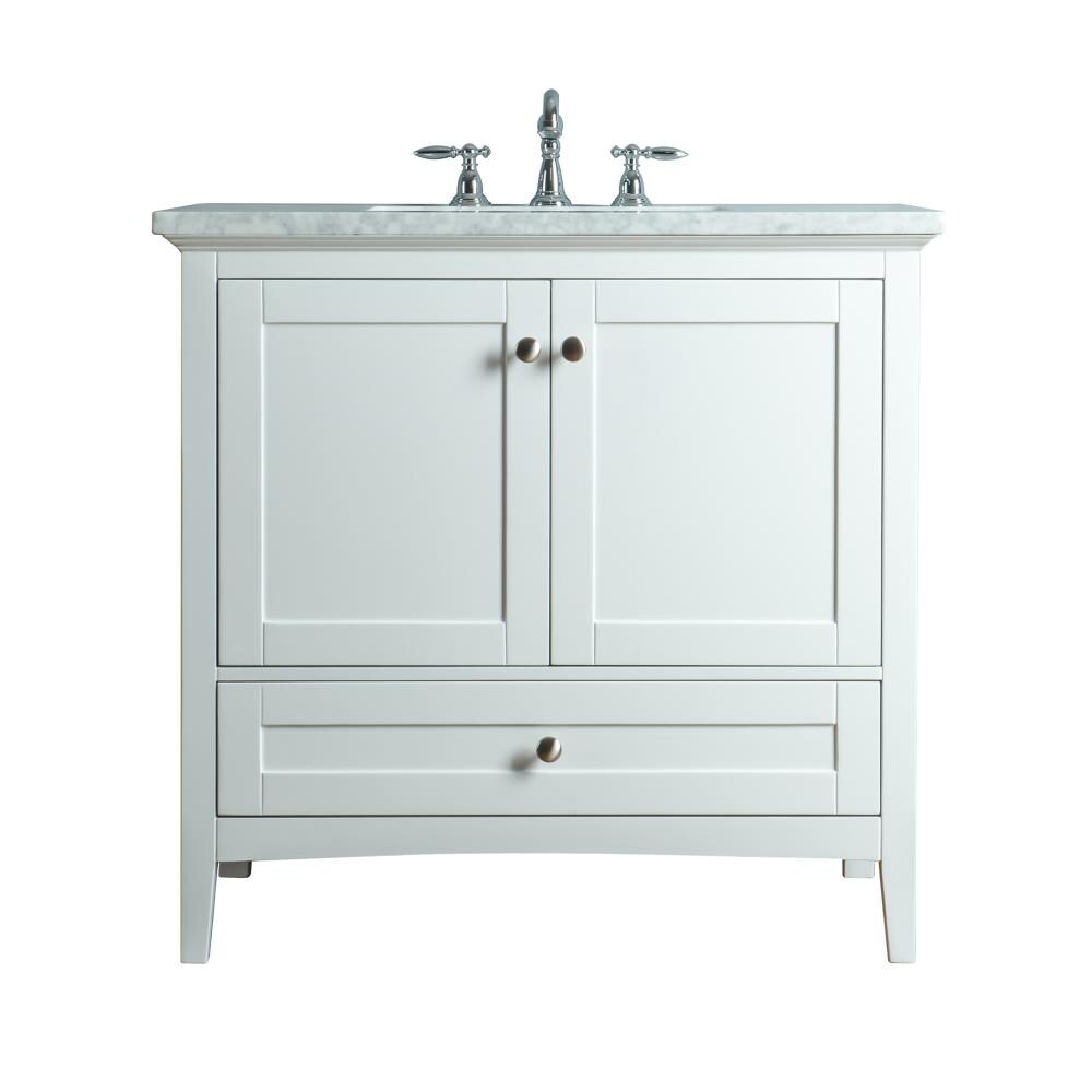 Stufurhome 36-in White Undermount Single Sink Bathroom Vanity with ...