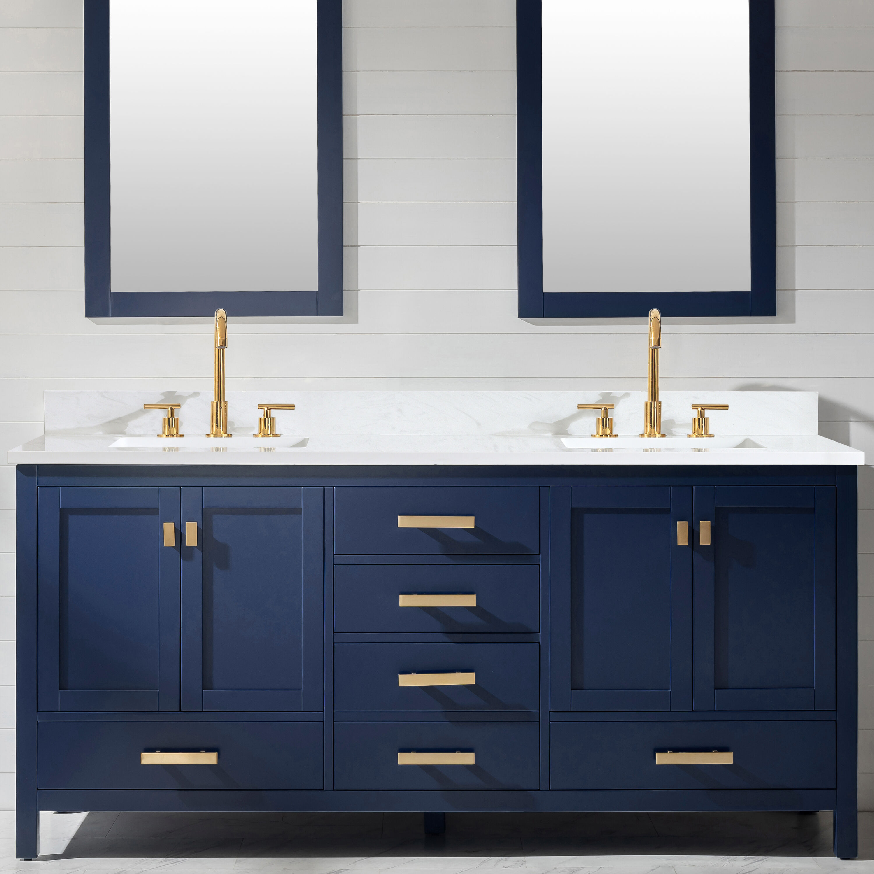 Design Element Valentino 72-in Blue Undermount Double Sink Bathroom ...
