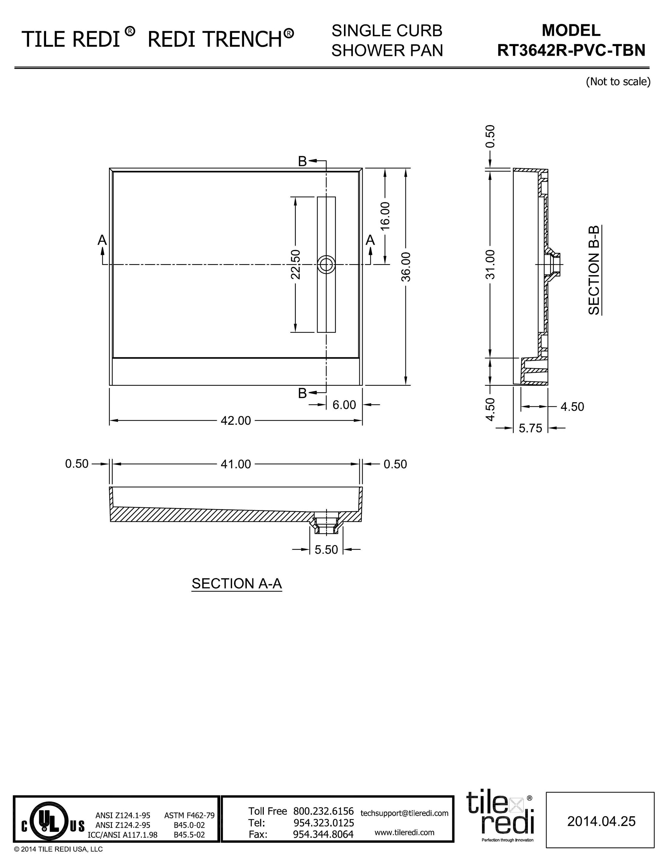Tile Redi RT3642R-PVC-TBN Shower-Floors - View #11