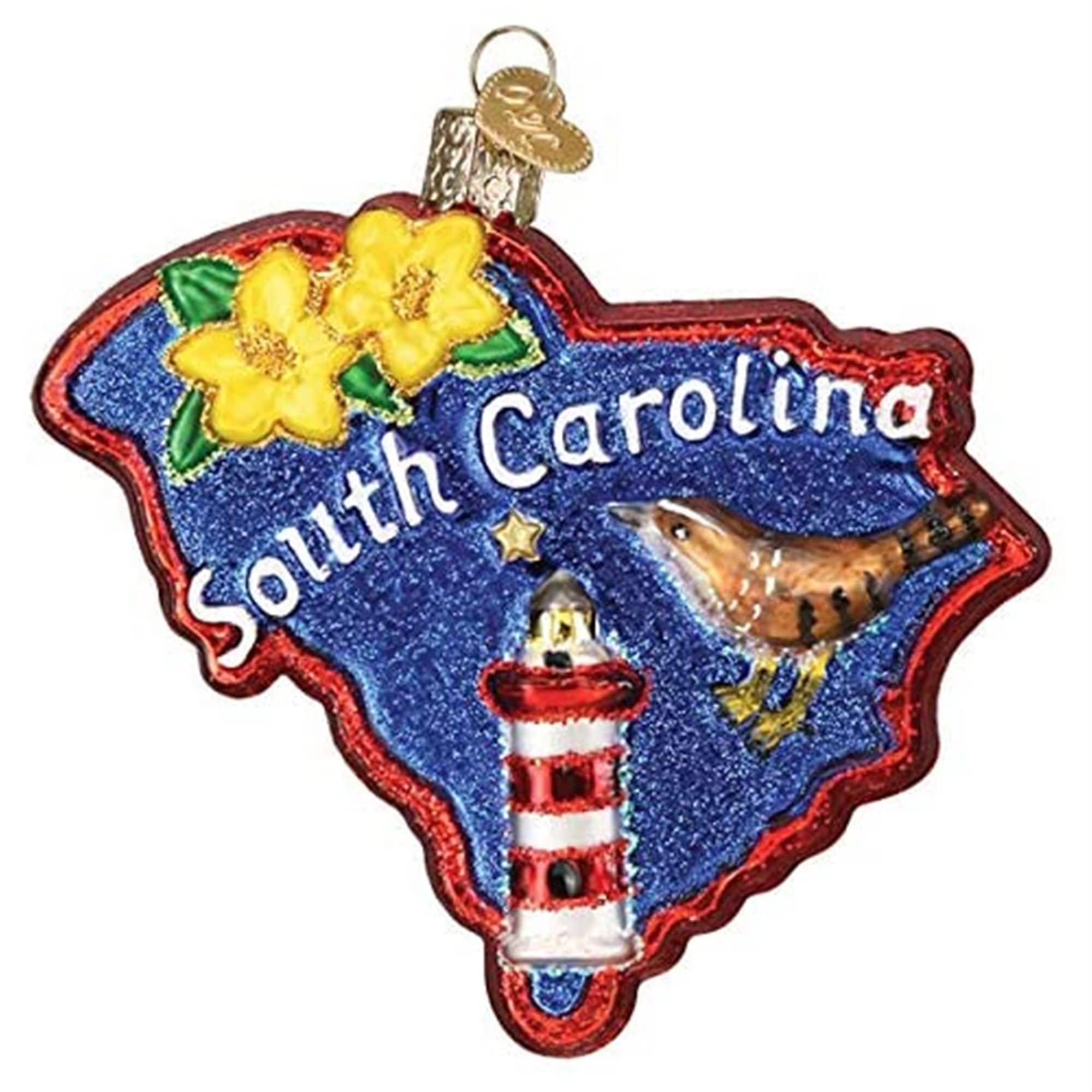 Old World Christmas 729343362971 Glass Blown Ornament for Christmas Tree - State of South Carolina