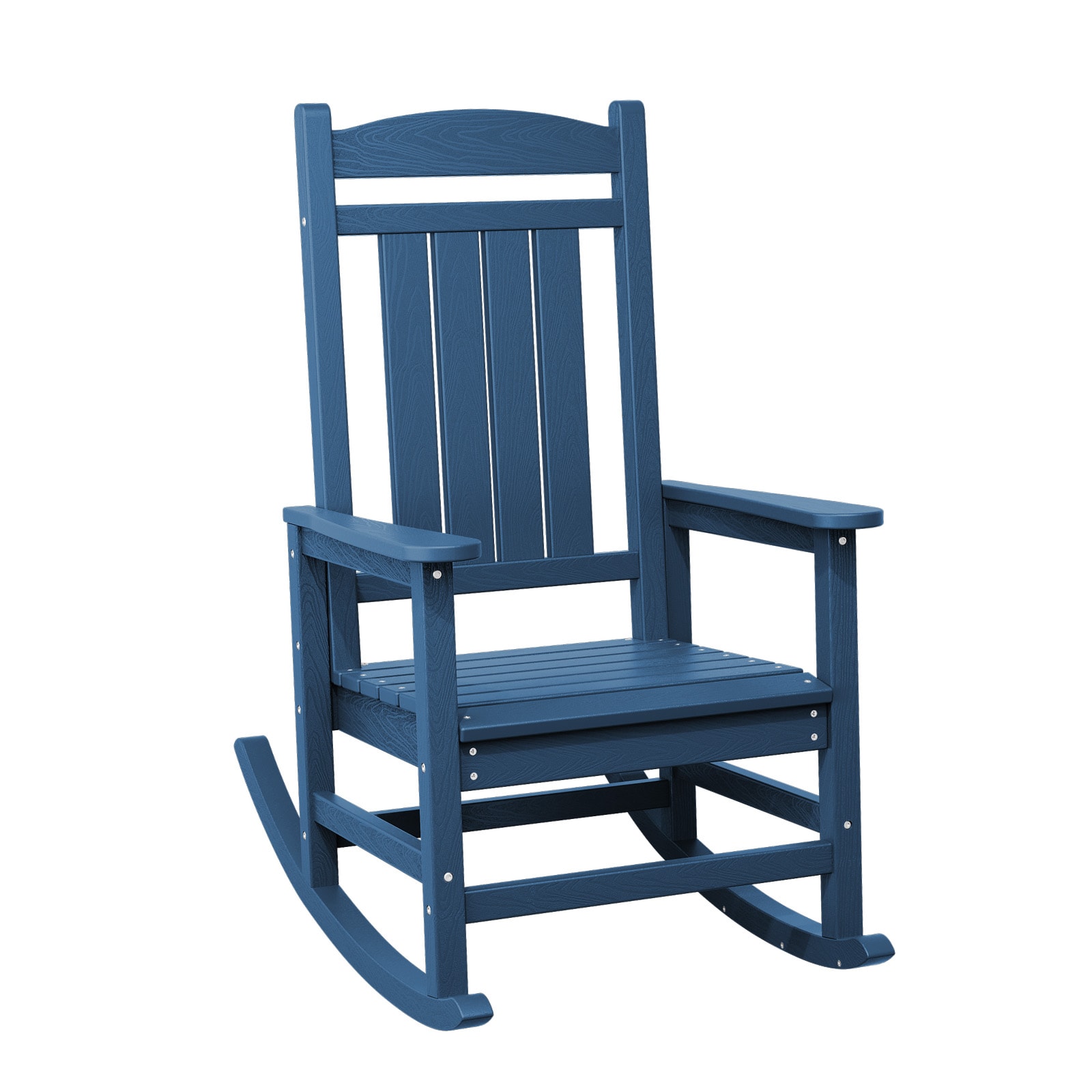 JEAREY JKTRYY-03-NY Patio Adirondack Rocking Chair Navy HDPE Frame Adirondack Chair with Slat Seat