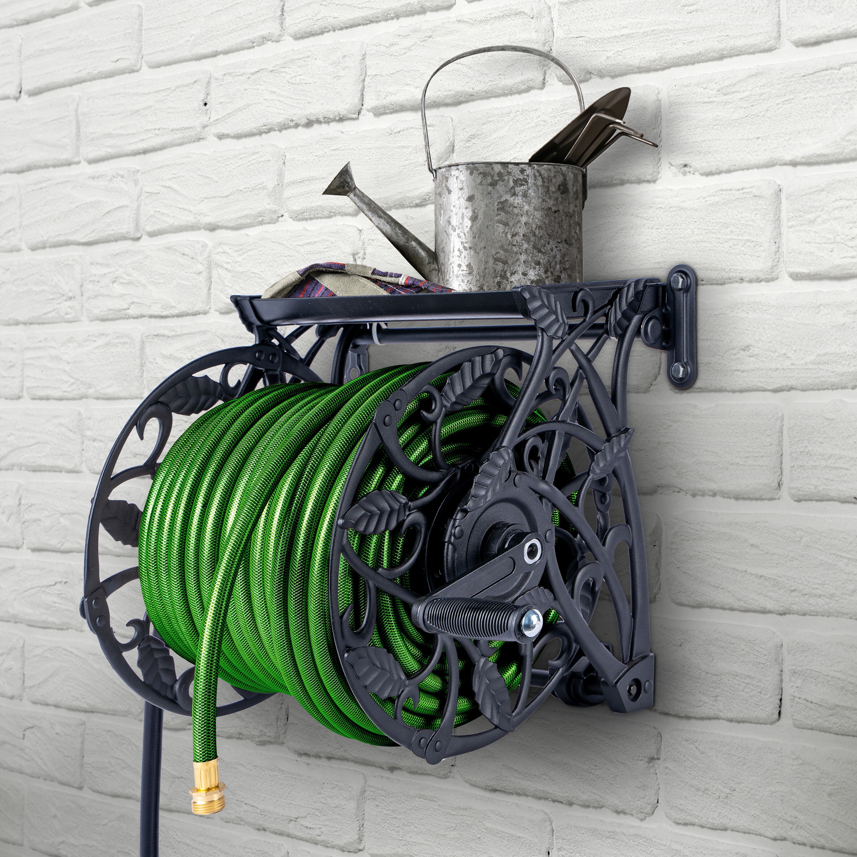 Style Selections Aluminum 125-ft Wall-Mount Hose Reel