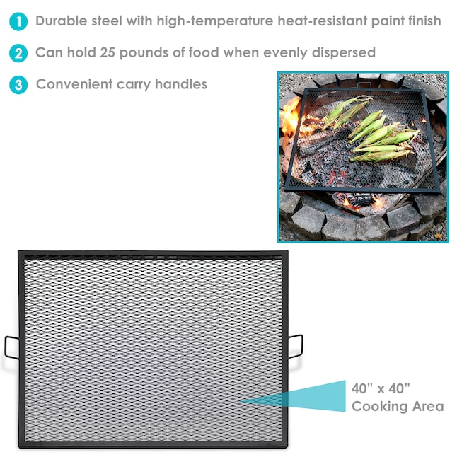 Rectangle Plated Steel Cooking Grate, Sunnydaze X Marks Fire Pit Cooking Grate