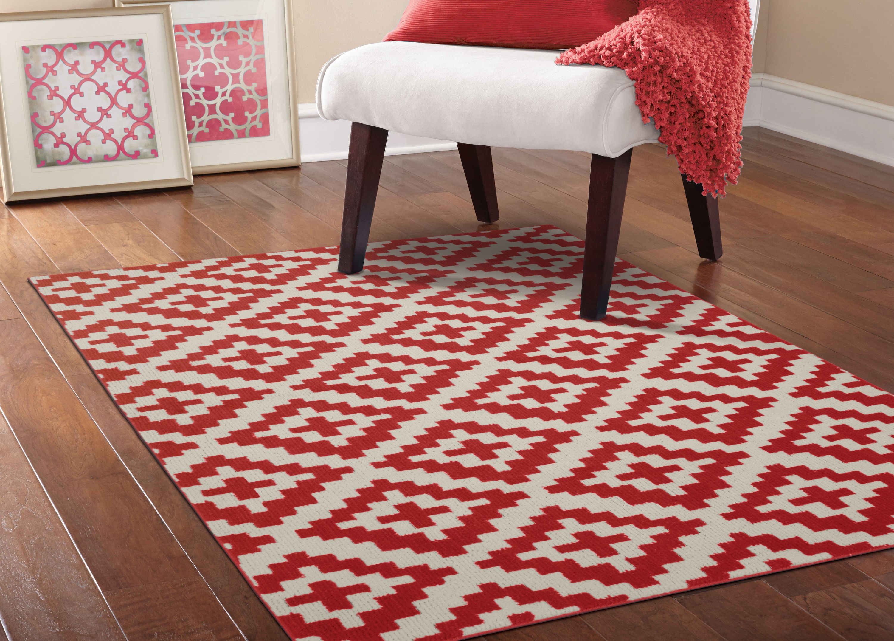 Garland Rug CC170A060084M6 Southwest 5 x 7 (ft) Tufted Polypropylene Chili/Ivory Rectangular Indoor Solid Southwestern Area rug