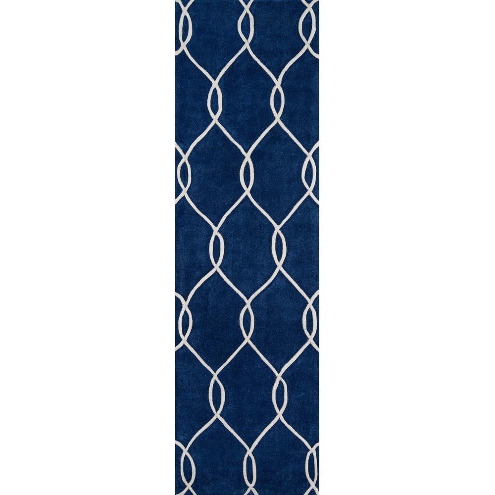 Momeni BLISSBS-12NVY2380 Bliss 2 x 8 (ft) Tufted Polyester Navy Rectangular Indoor Trellis Runner rug