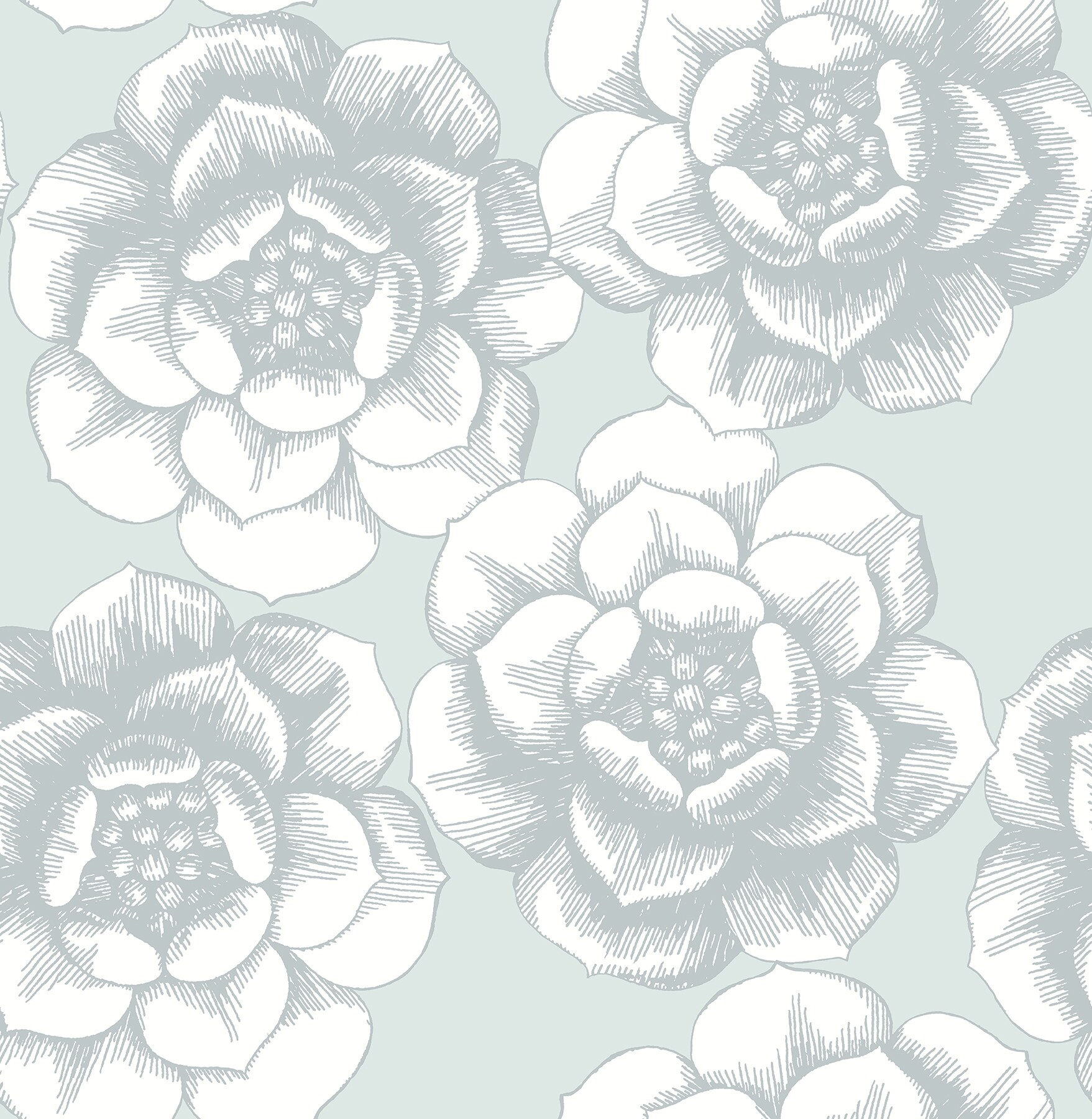 A-Street Prints 2763-24240 Moonlight 56.4-Sq. Feet Silver Non-woven Floral Unpasted Wallpaper