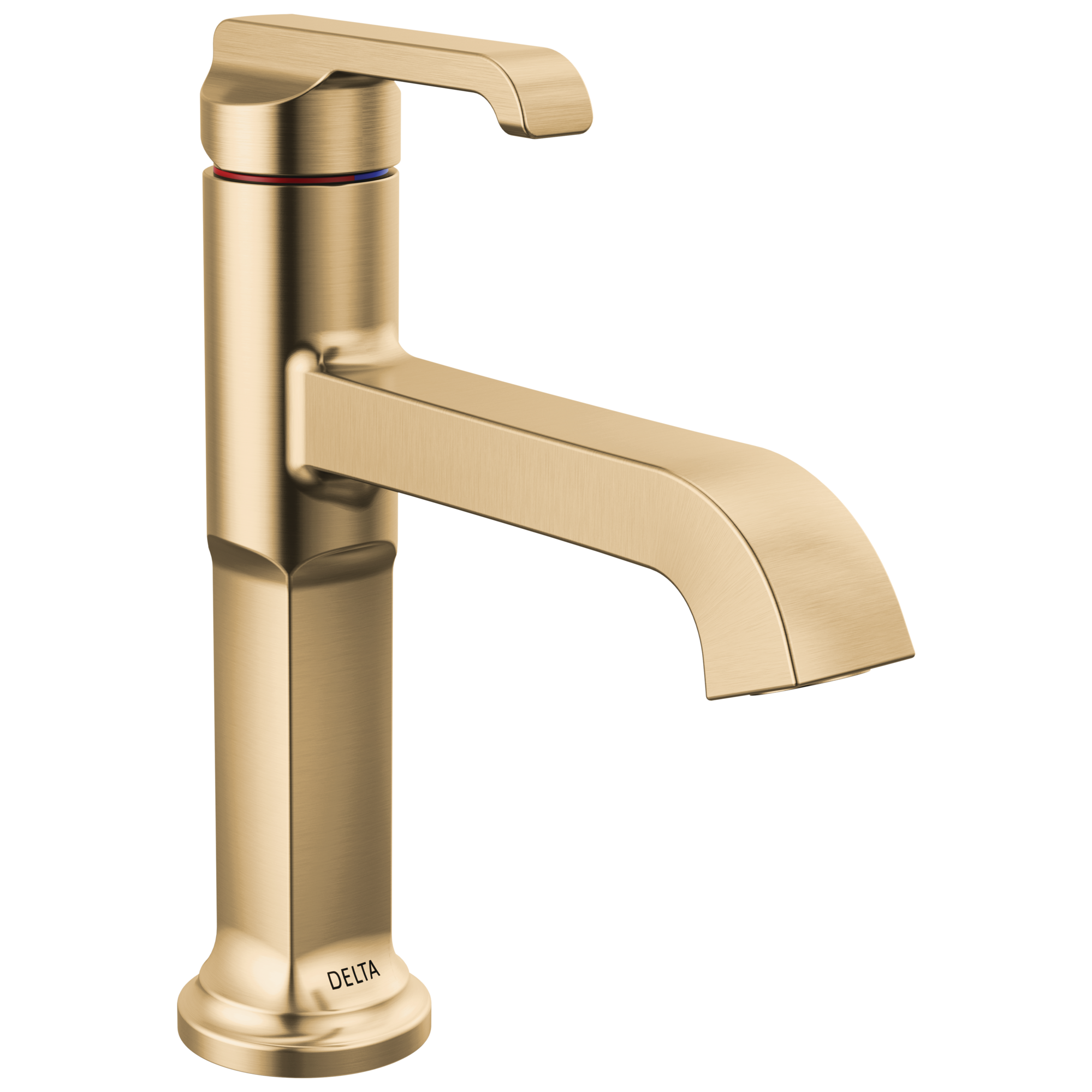 Delta 589-CZ-PR-DST Tetra Lumicoat Champagne Bronze Single hole 1-handle WaterSense Mid-arc Residential Handle Bathroom Sink Faucet with Drain