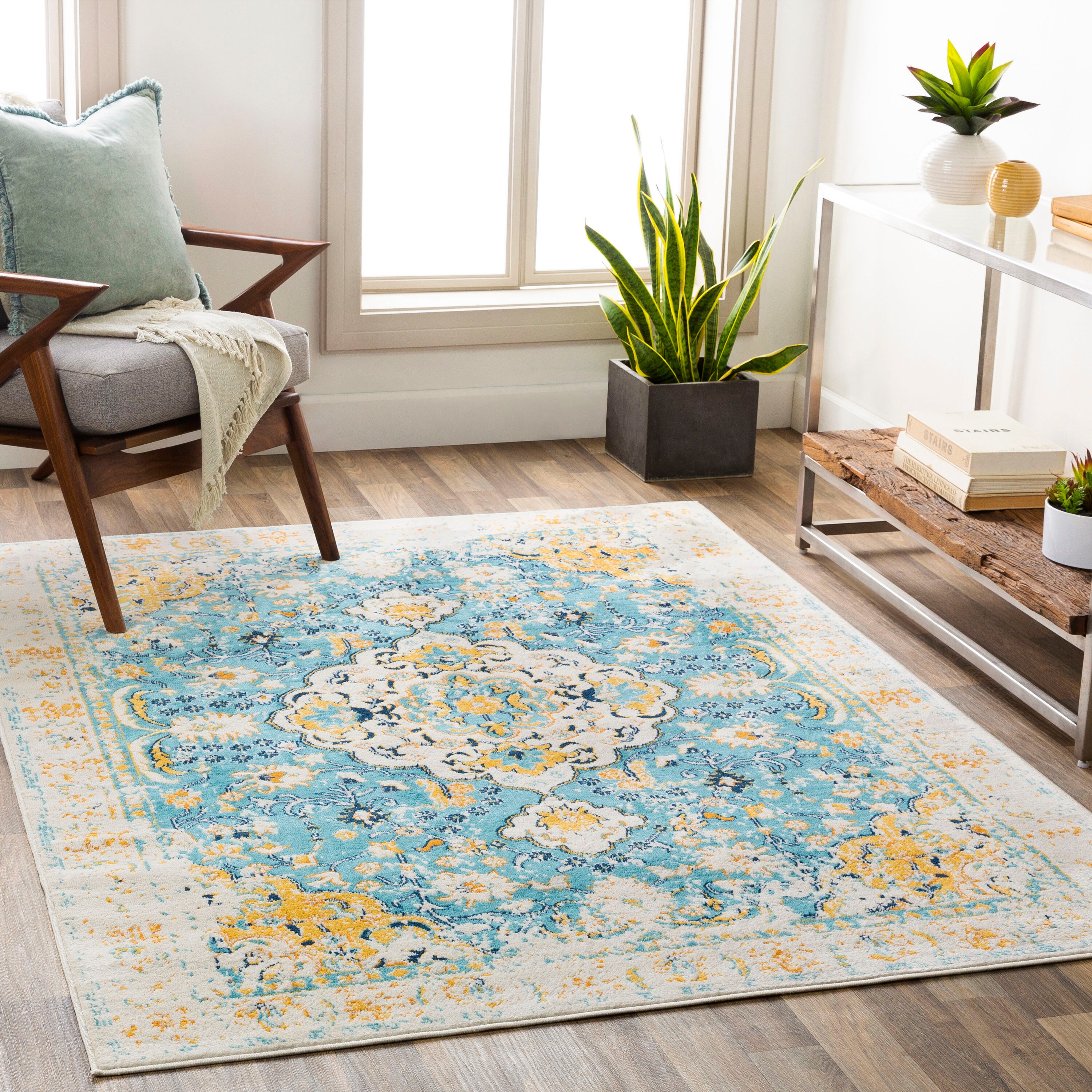 Surya Floransa 7 X 9 (ft) Aqua Indoor Medallion Oriental Area Rug At ...