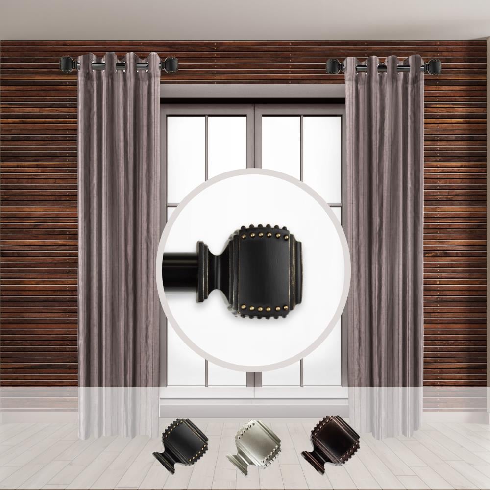 Hart & Harlow LO-SIDE100-27-2 Beryl 1-in 12-in to 20-in Black Steel Side curtain rod with Finials