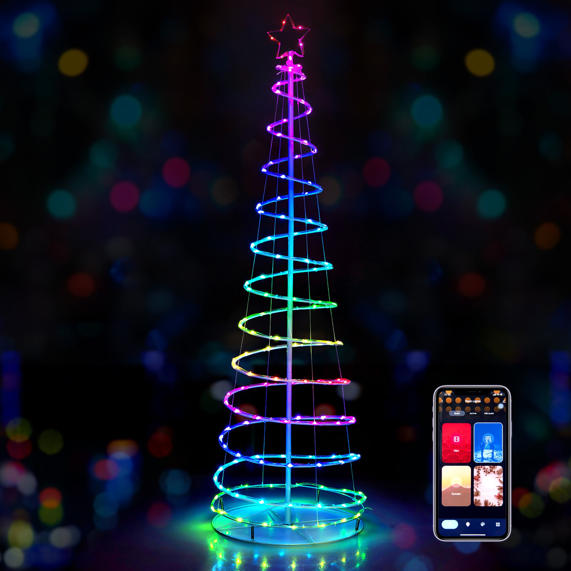 Costway LWS00713 6-Feet Pre-lit White Artificial Christmas Tree with Multicolor LED Lights