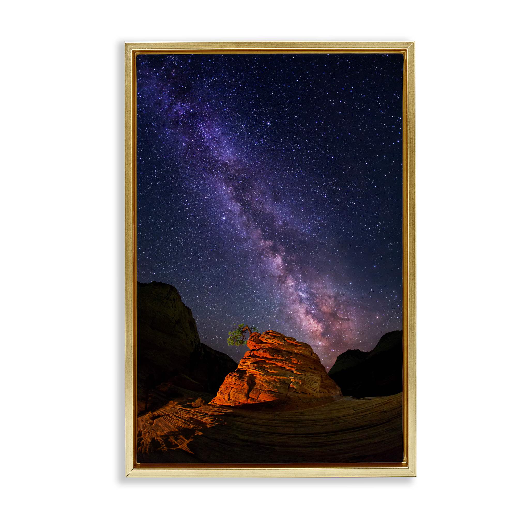 Stupell Industries BT-402-FFG-16X24 Milky Way Stars over Canyon Gold Framed Floater Canvas Wall Art By Royce Bair 17 x 25