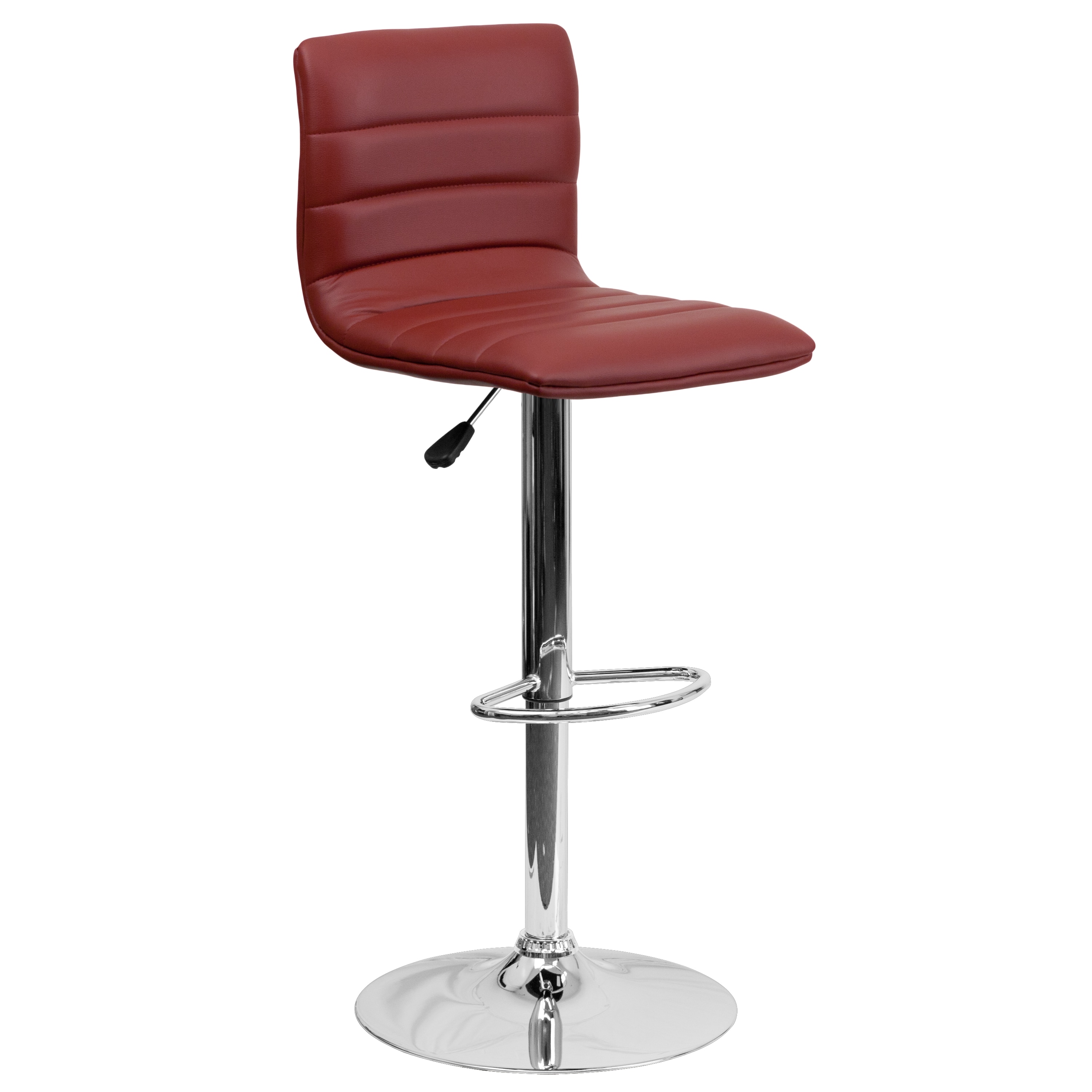 Flash Furniture 847254024877 Burgundy 24.0-Inches H Adjustable Height Counter height Square seat Upholstered Swivel Metal Bar Stool and Back