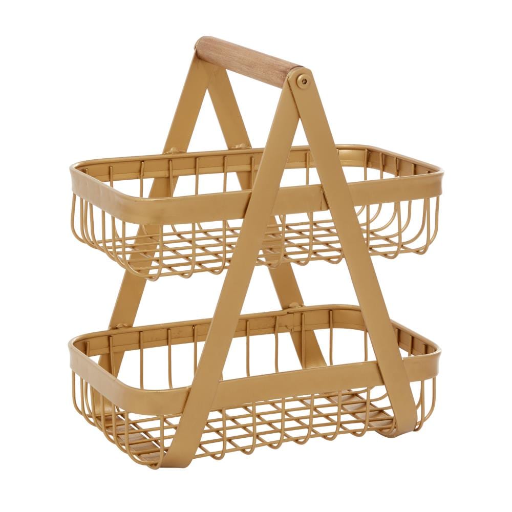 Grayson Lane 63619 10.8-in W x 12.1-in H x 7.4-in D Gold Iron Basket