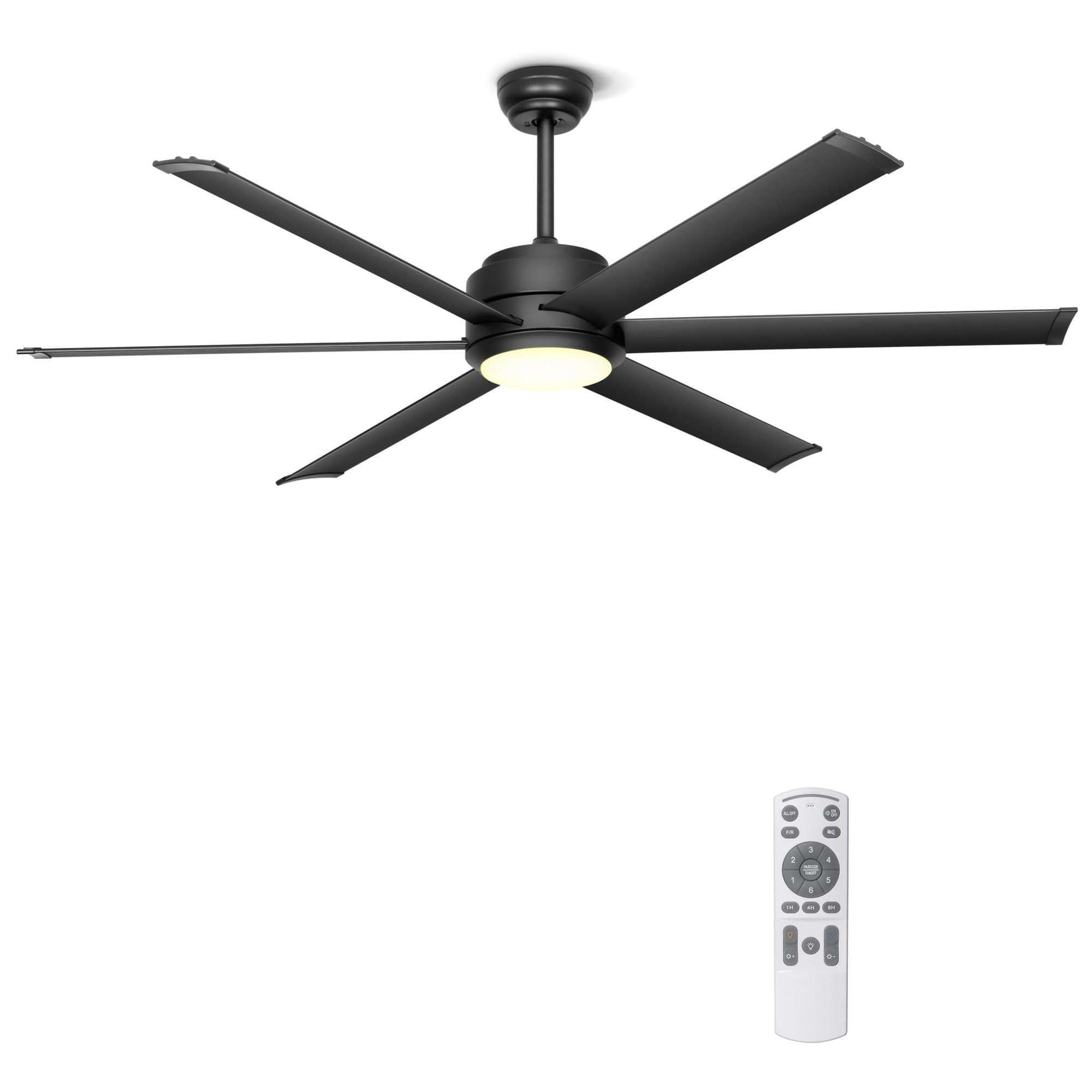 Etokfoks  60 in 6 Speed Oscillating High Velocity Black Indoor Outdoor Ceiling Fan with Light Remote APP Control DC Motor
