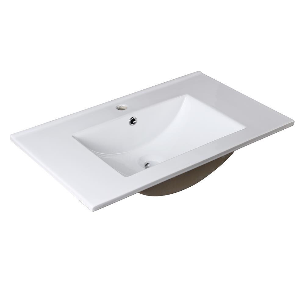 Fresca Trieste White Ceramic Drop-In Rectangular Traditional Bathroom ...