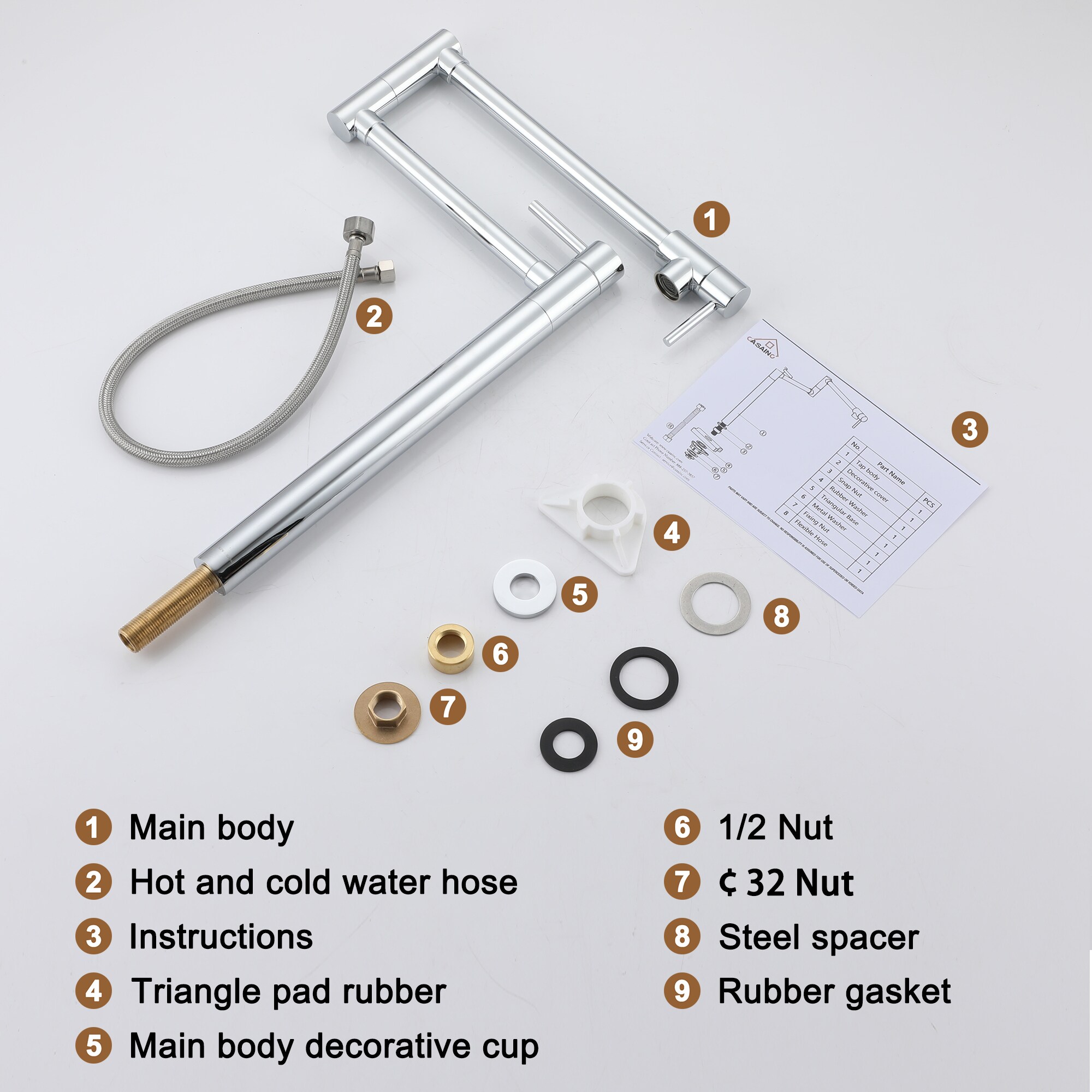 CASAINC KCLT0027-CP Kitchen-Faucets - View #10