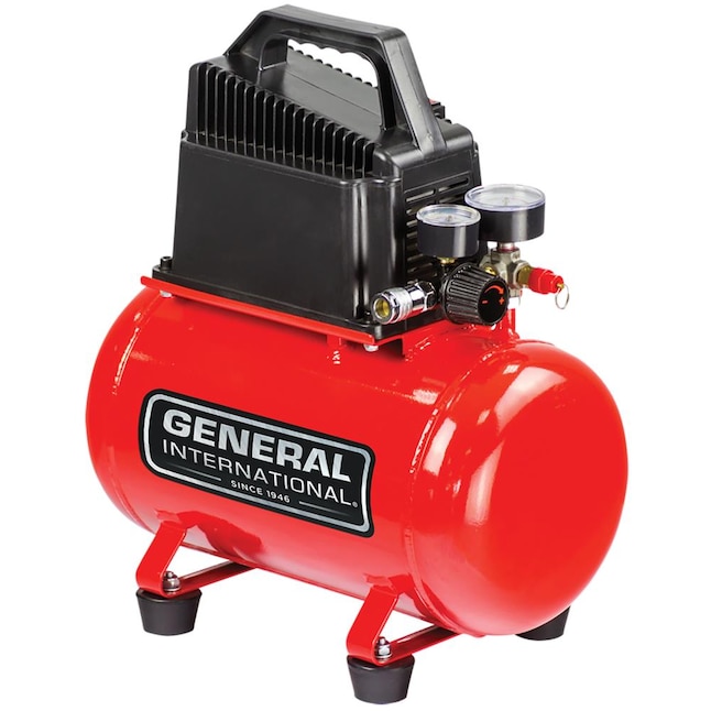 Hose Reel General International 1/3HP 2gal Twin Stack Air Compressor With 25 ft