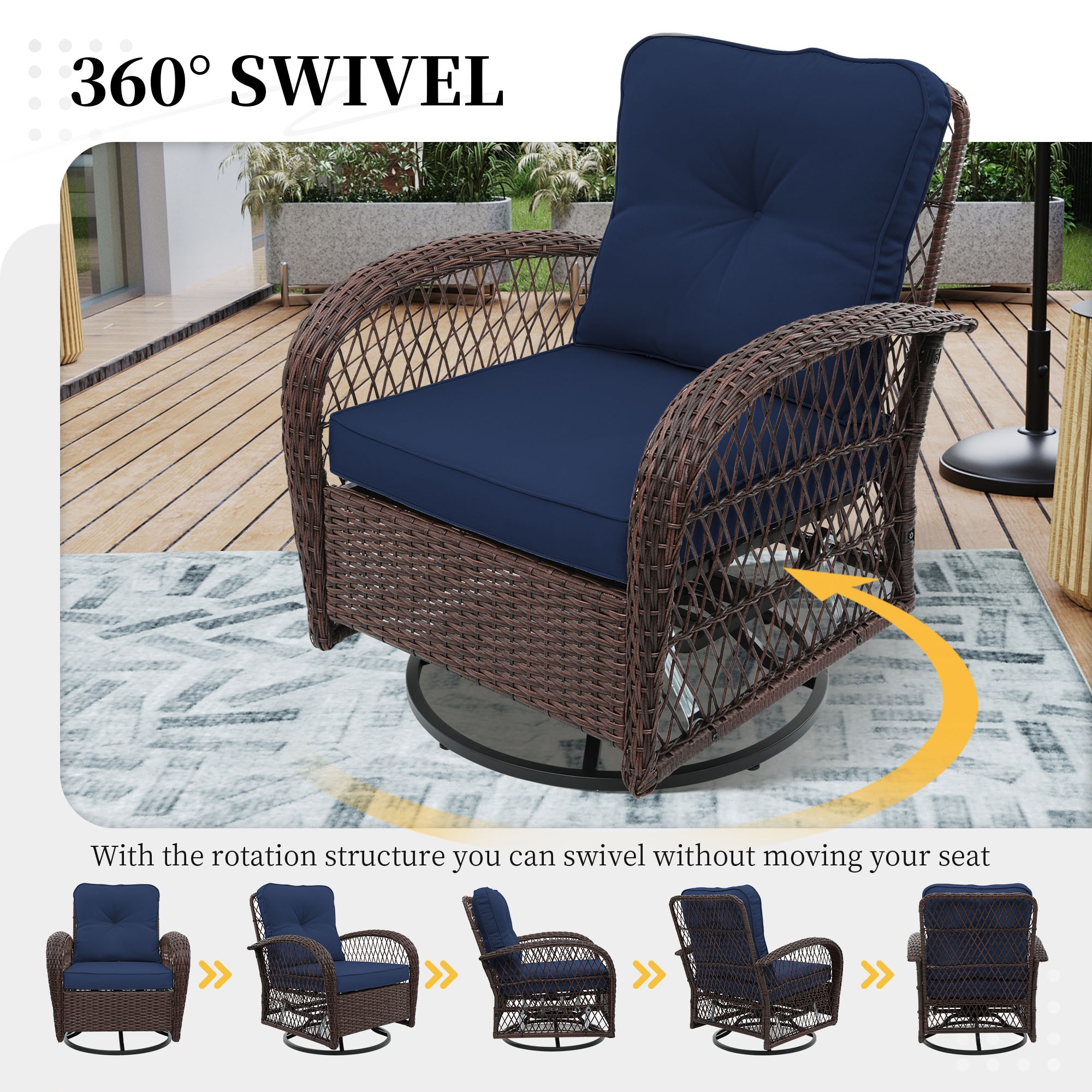UPHA Y9BE-NAVYBLUE Patio-Chairs - View #5
