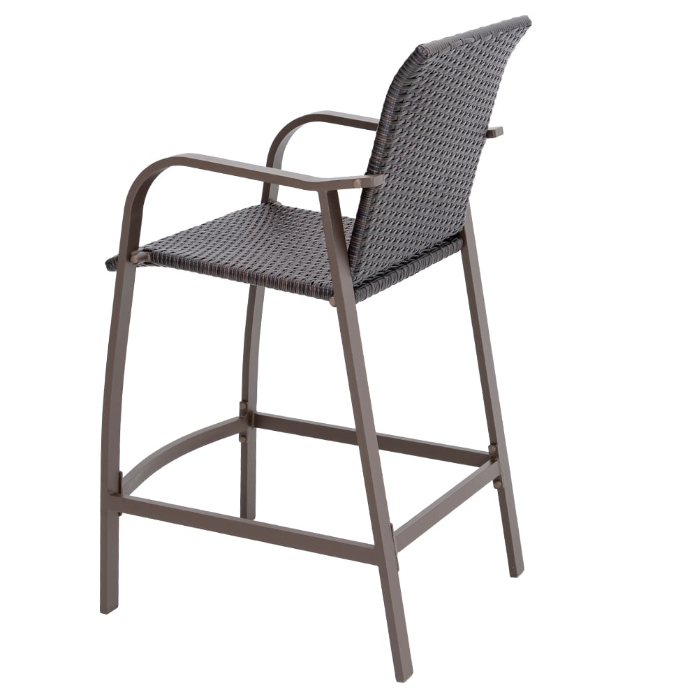 Antique Brown Outdoor Wicker Bar Stools with Aluminum Frame, Set of 2