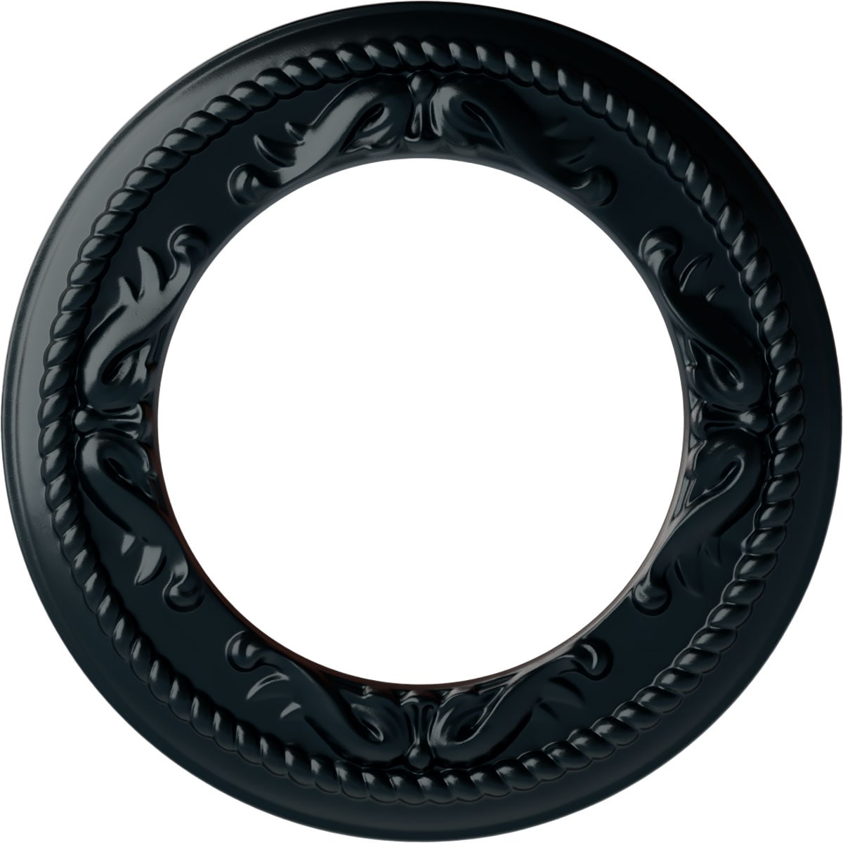 Ekena Millwork CM12MENSF Roped Medway 12.25-in W x 12.25-in L Painted Night Shade Polyurethane Whole Ceiling Medallion