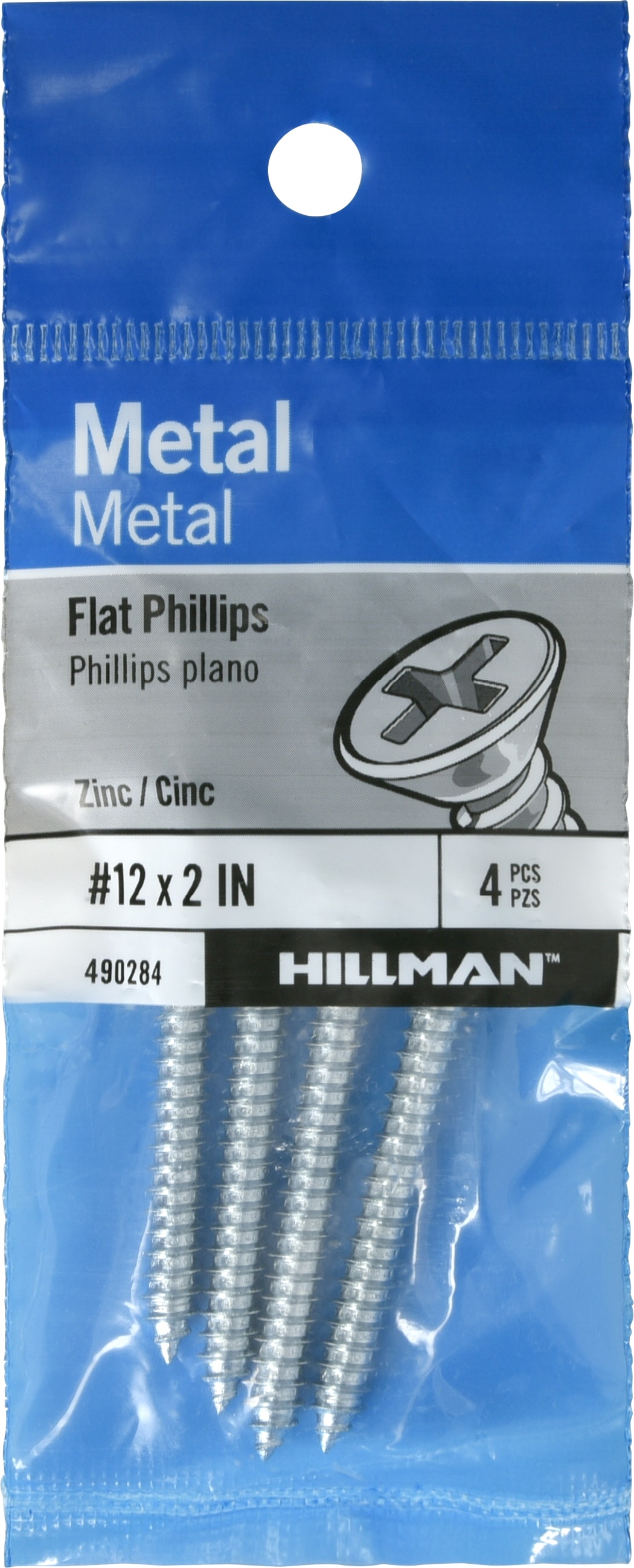 Hillman 490284 #12 x 2-in Phillips -Drive Standard Sheet Metal Screws 4 -Count