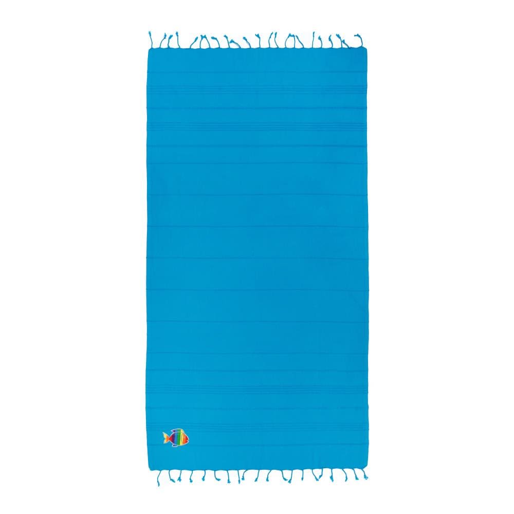 Linum Home Textiles SMR45-FSH Turquoise Turkish Cotton Quick Dry Beach Towel (Summer Fun- Rainbow Fish)