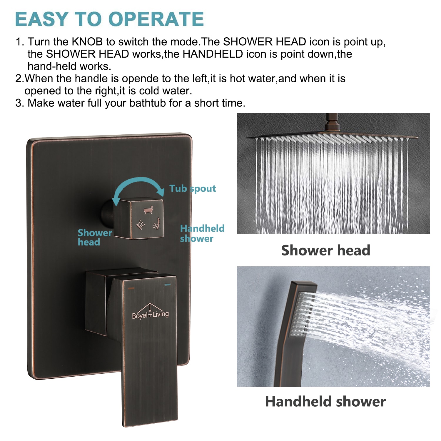 Clihome CHMS-12ORB-A3809 Showerhead-Bar-Panels - View #8