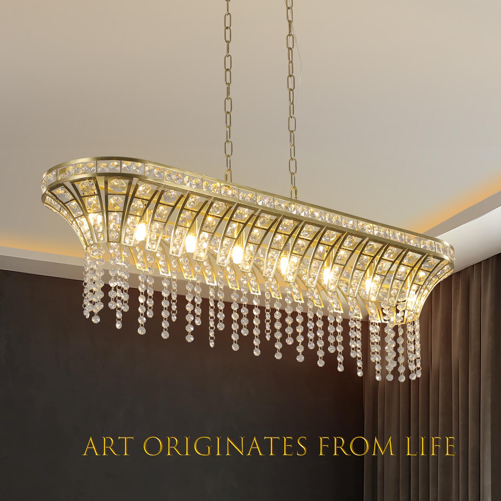 Bayfeve BFLCM-20182-LT Luxury Crystal Pendant Chandelier 8 -Light Gloss Gold Glam Crystal For Use in Bedrooms, Dining Rooms, Foyers, Kitchens, Living Rooms Chandelier