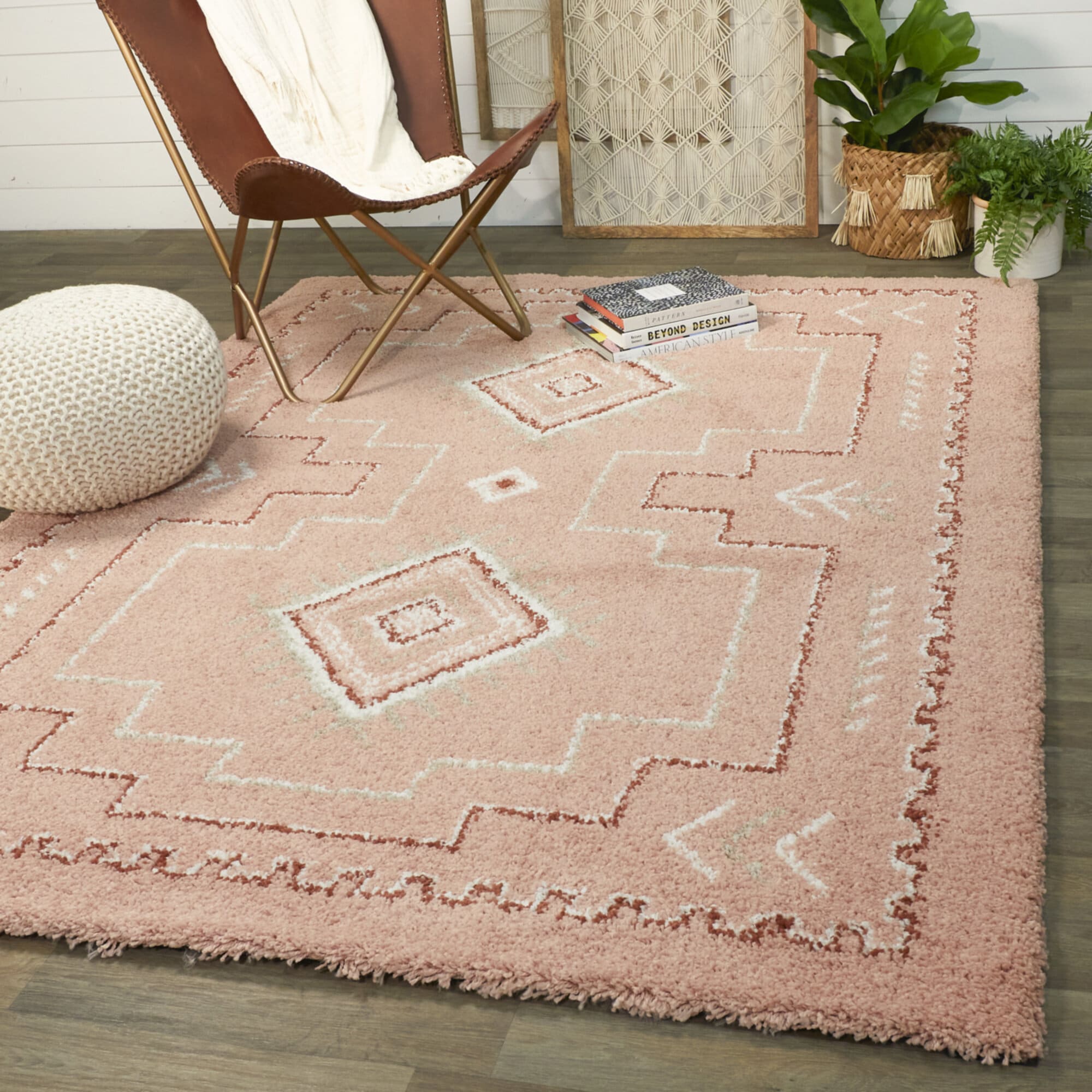 Balta 3012006 2 x 7 (ft) Loomed Polypropylene Pink Rectangular Indoor Geometric Bohemian/Eclectic Area rug