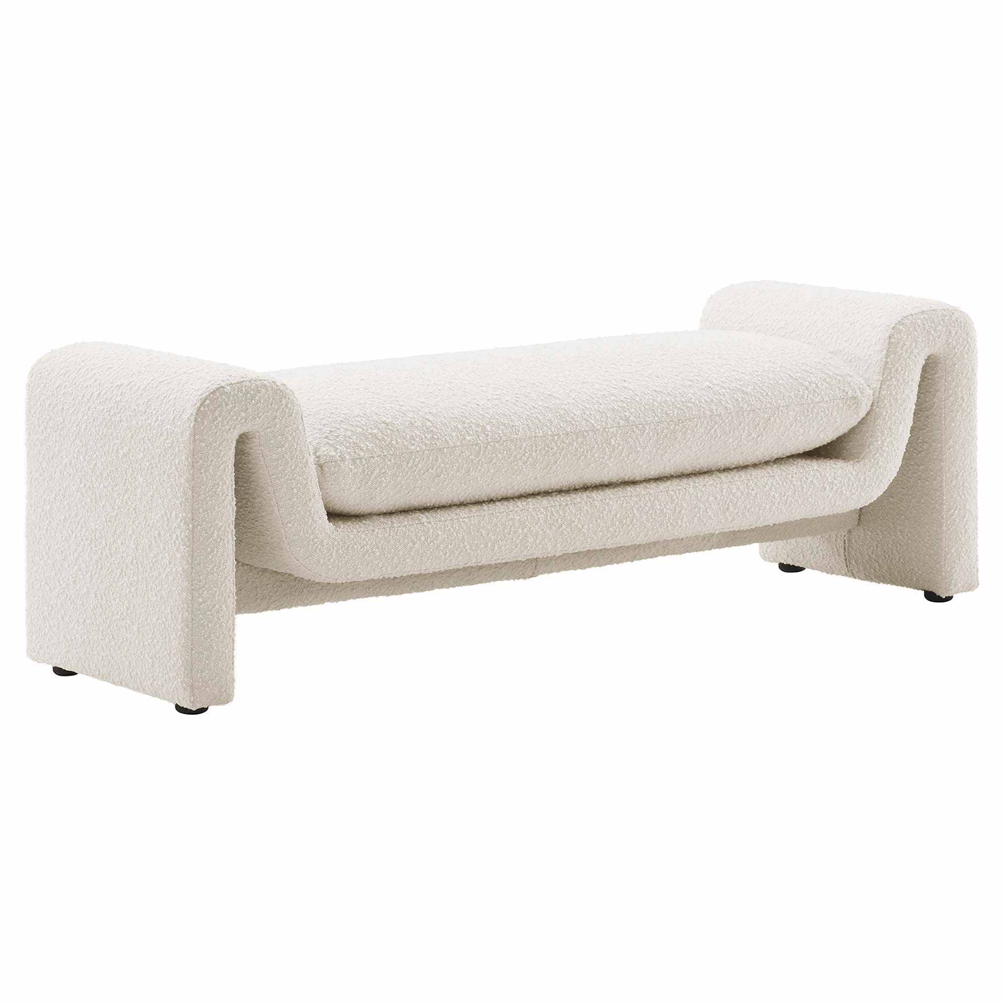  Waverly Boucle Fabric Bench in Ivory