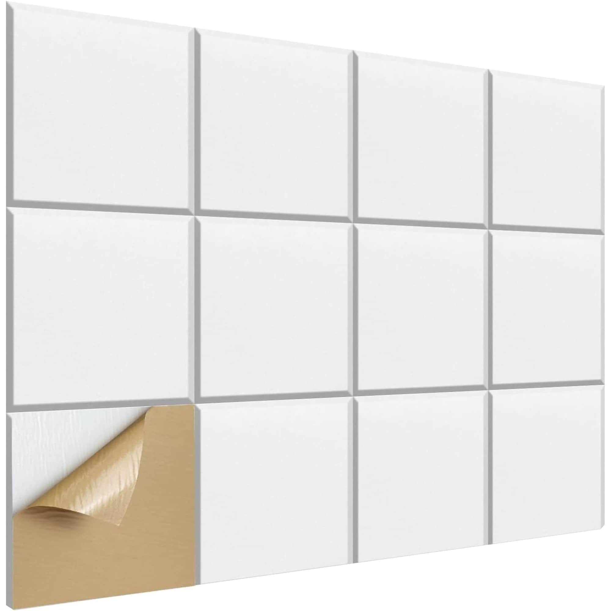 Numhew 12in W x 12in H 12-Pack High Density White Sound Absorbing Panels Self-Adhesive Acoustic Wall Padding