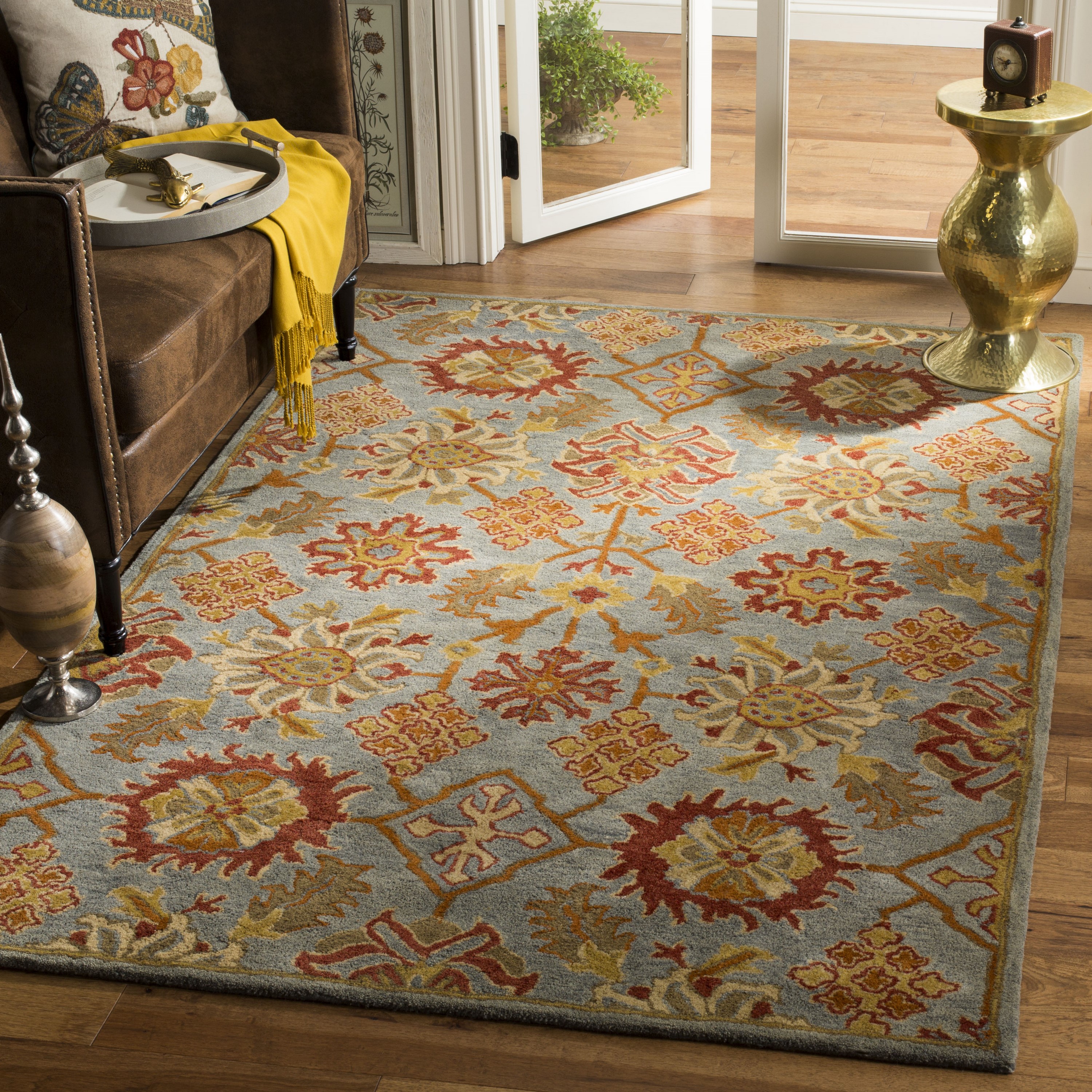 Safavieh HG420H-8 Heritage Sikar 8 x 10 (ft) Tufted Wool Charcoal/Multi Rectangular Indoor Floral/Botanical Oriental Area rug