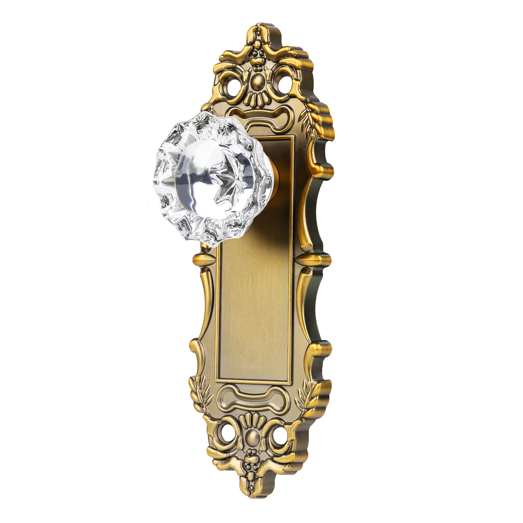 SenQWFa  Vintage Brass Dummy Door Knob Interior Antique Single Side Glass Closet Door Knobs Replacement Crystal Cabinet Dummy Door Handles 2 Pack