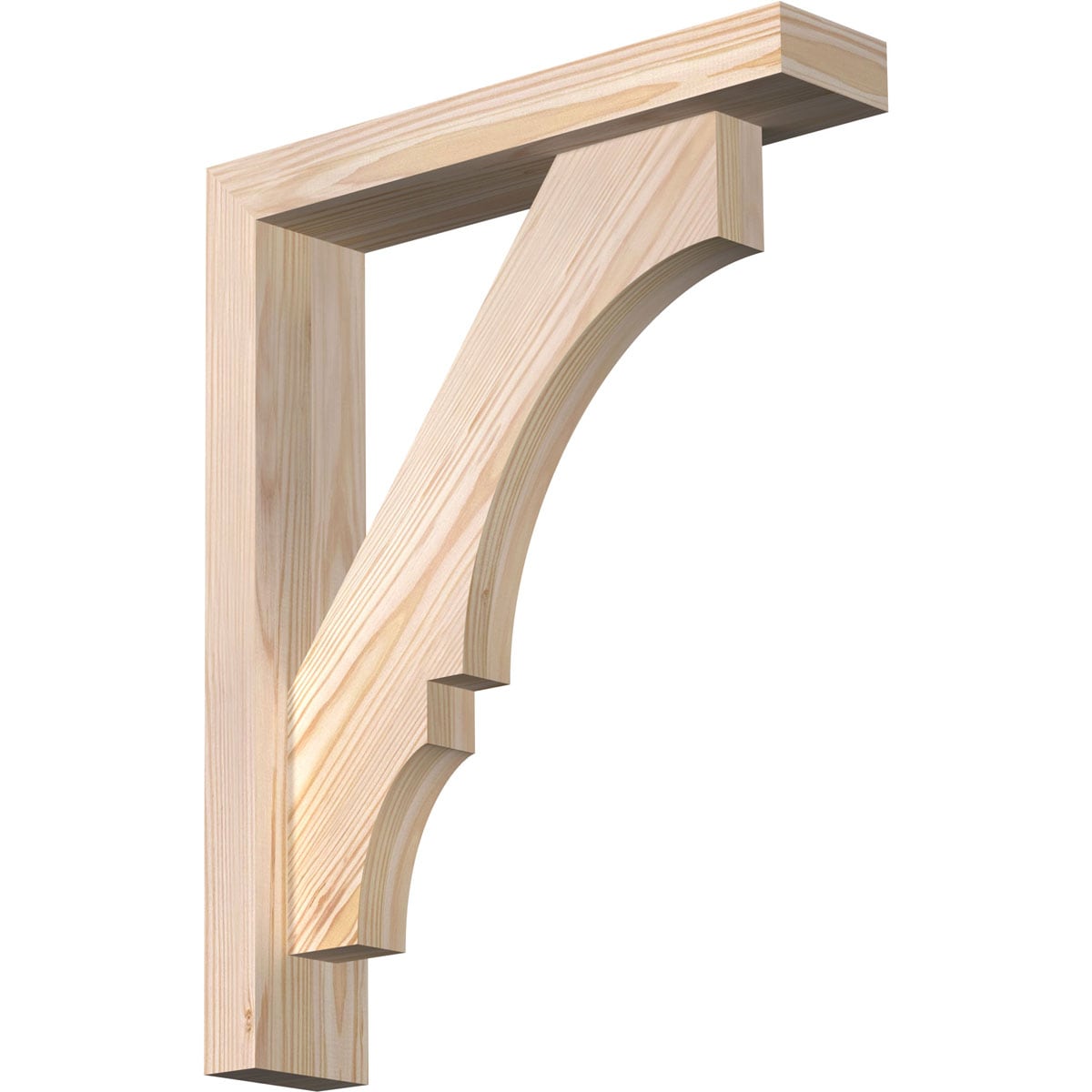 Ekena Millwork 1462109 Balboa Block Smooth Bracket with Offset Brace Douglas Fir Wood Standard Bracket