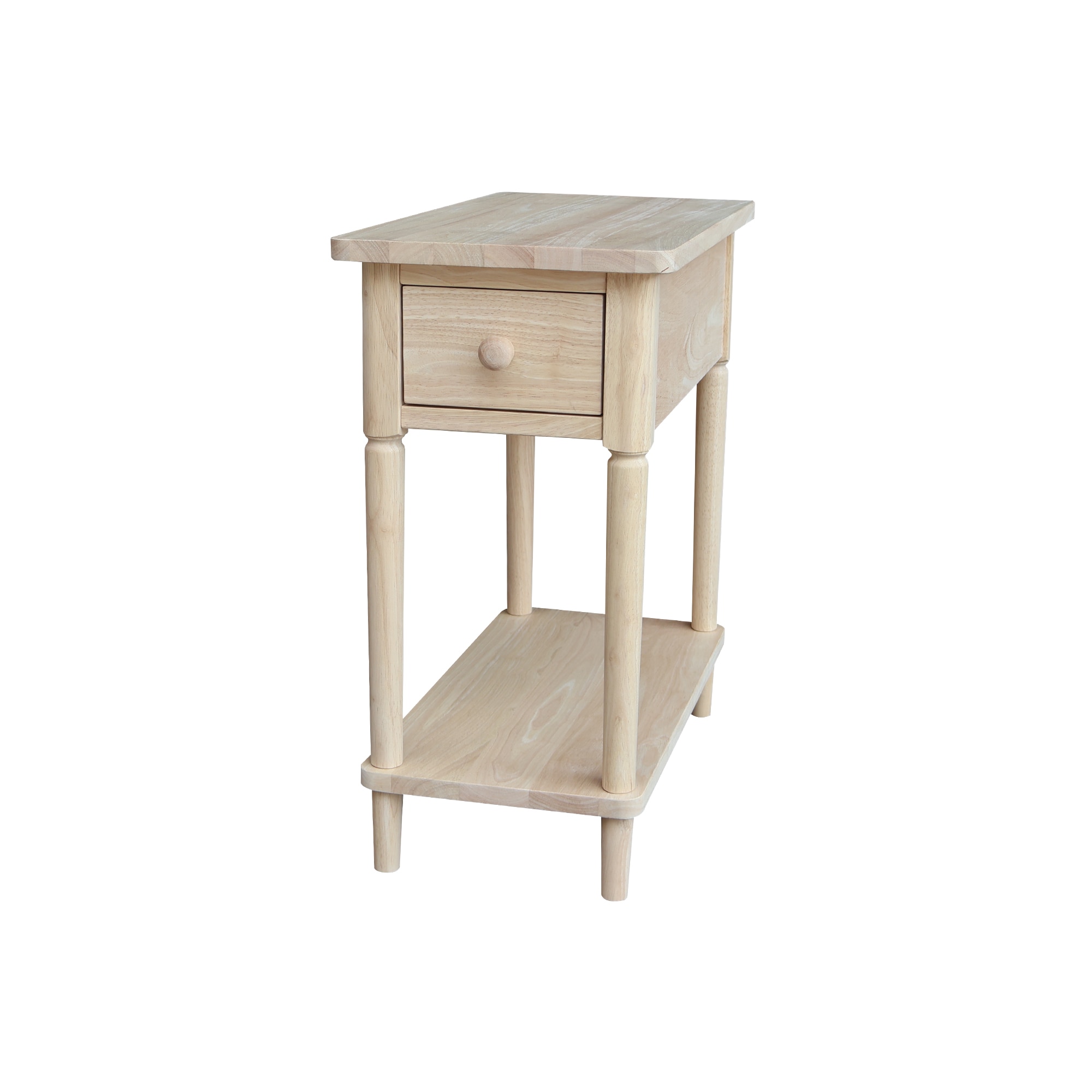 International Concepts OT-1222 12-in W x 24-in H Unfinished Wood Rectangular Farmhouse End Table with Storage Assembly Required